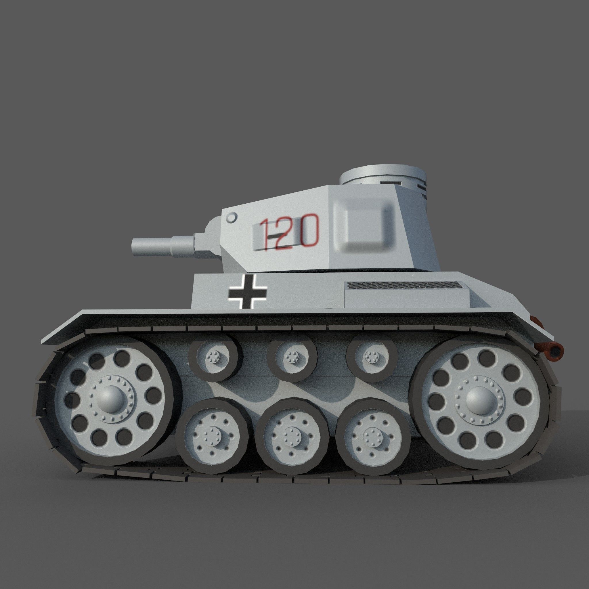 Cartoon Pz  III Low-poly 3D model_6