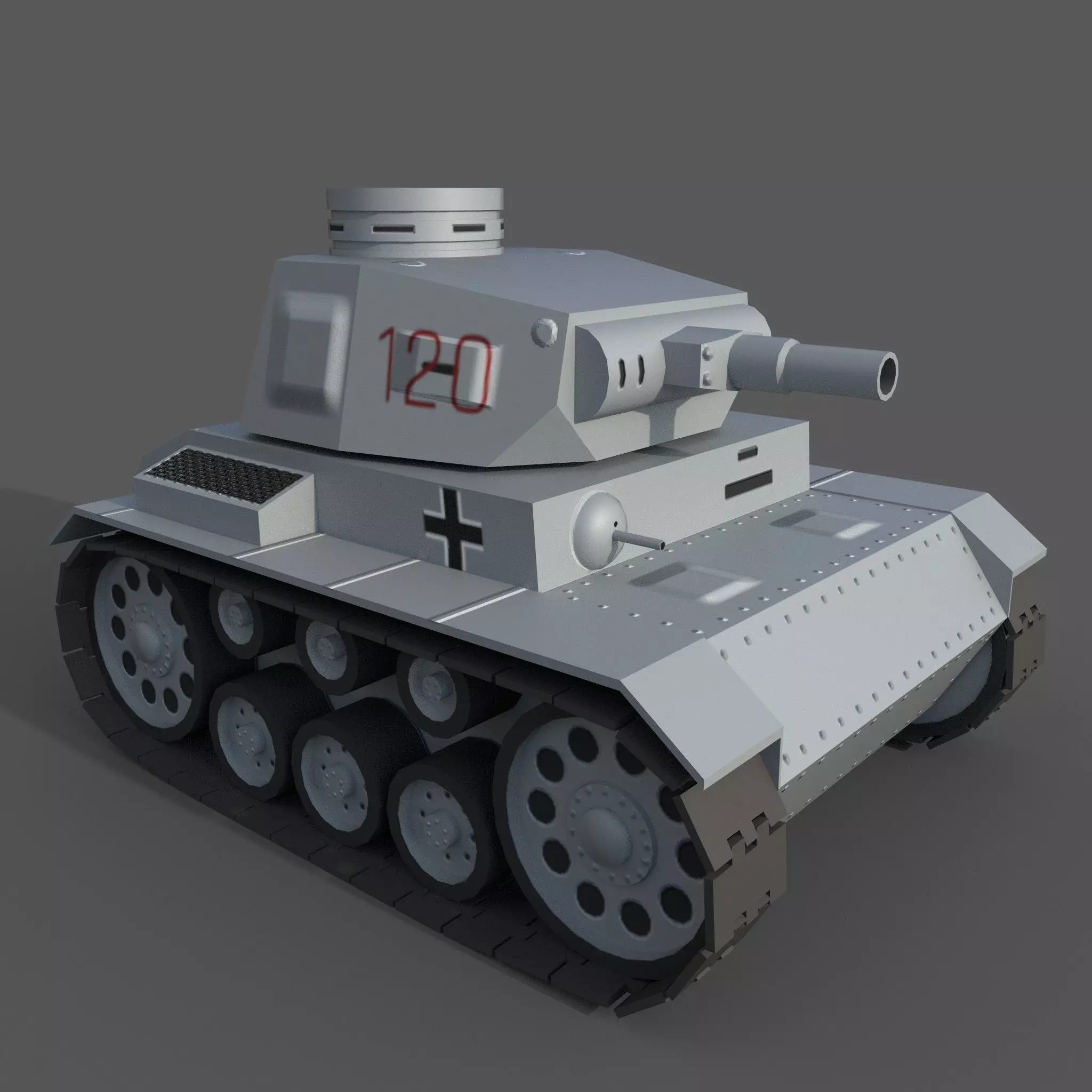 Cartoon Pz  III Low-poly 3D model_0