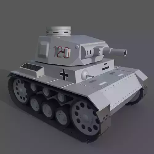 Cartoon Pz  III Low-poly 3D model