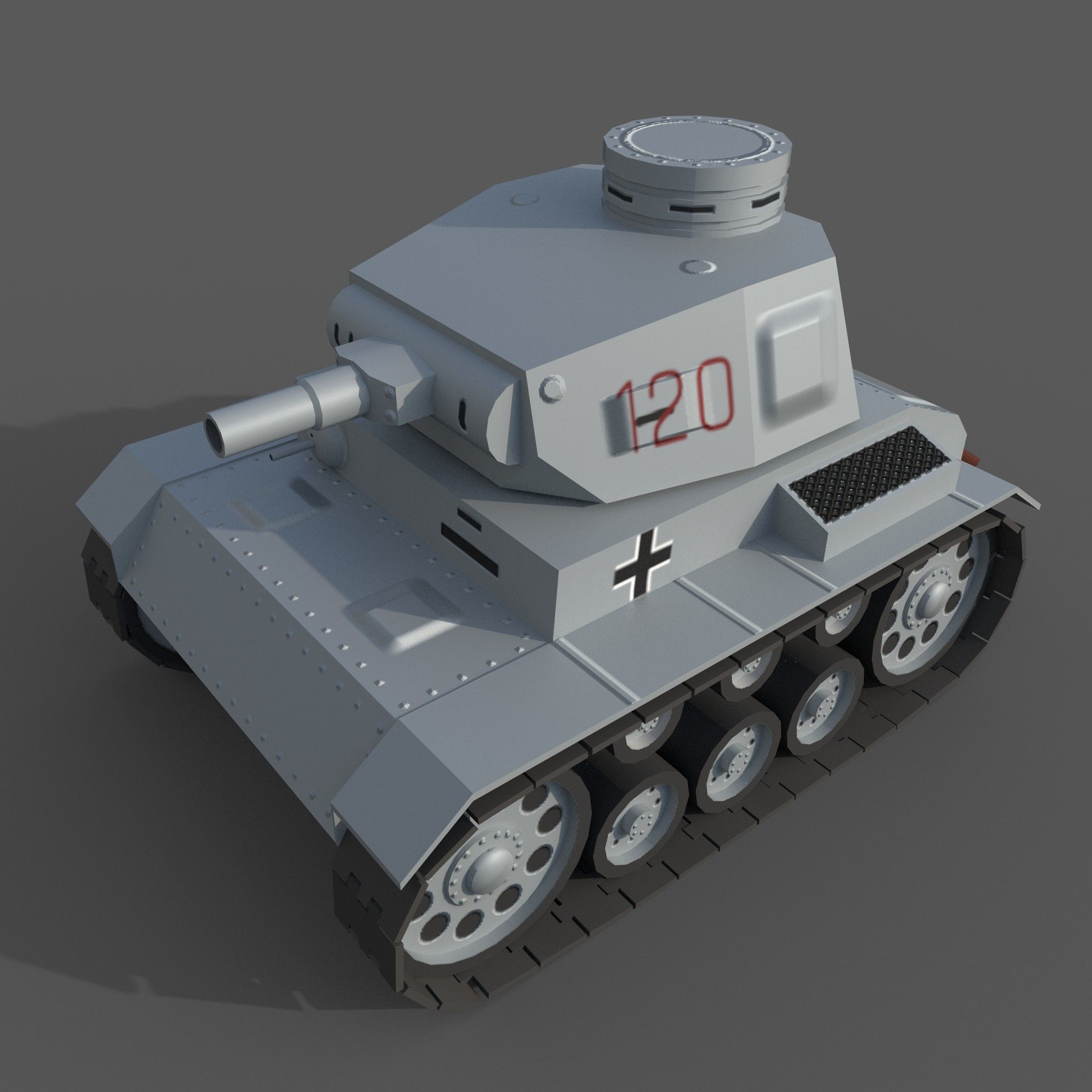 Cartoon Pz  III Low-poly 3D model_5