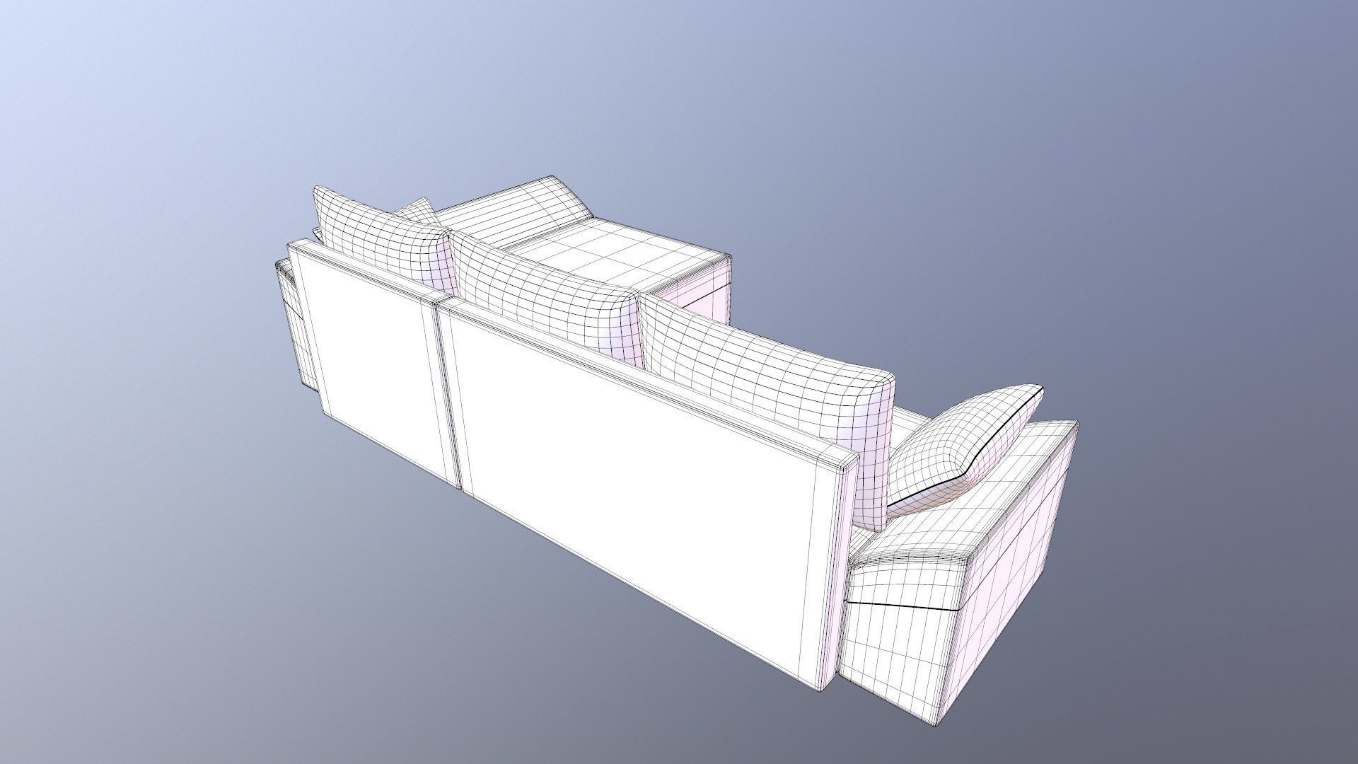 Straight line L Shape 6 Seater Sofa Plain Cushion 3D model_18