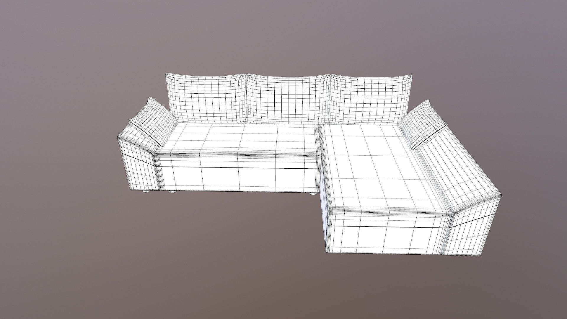 Straight line L Shape 6 Seater Sofa Plain Cushion 3D model_15