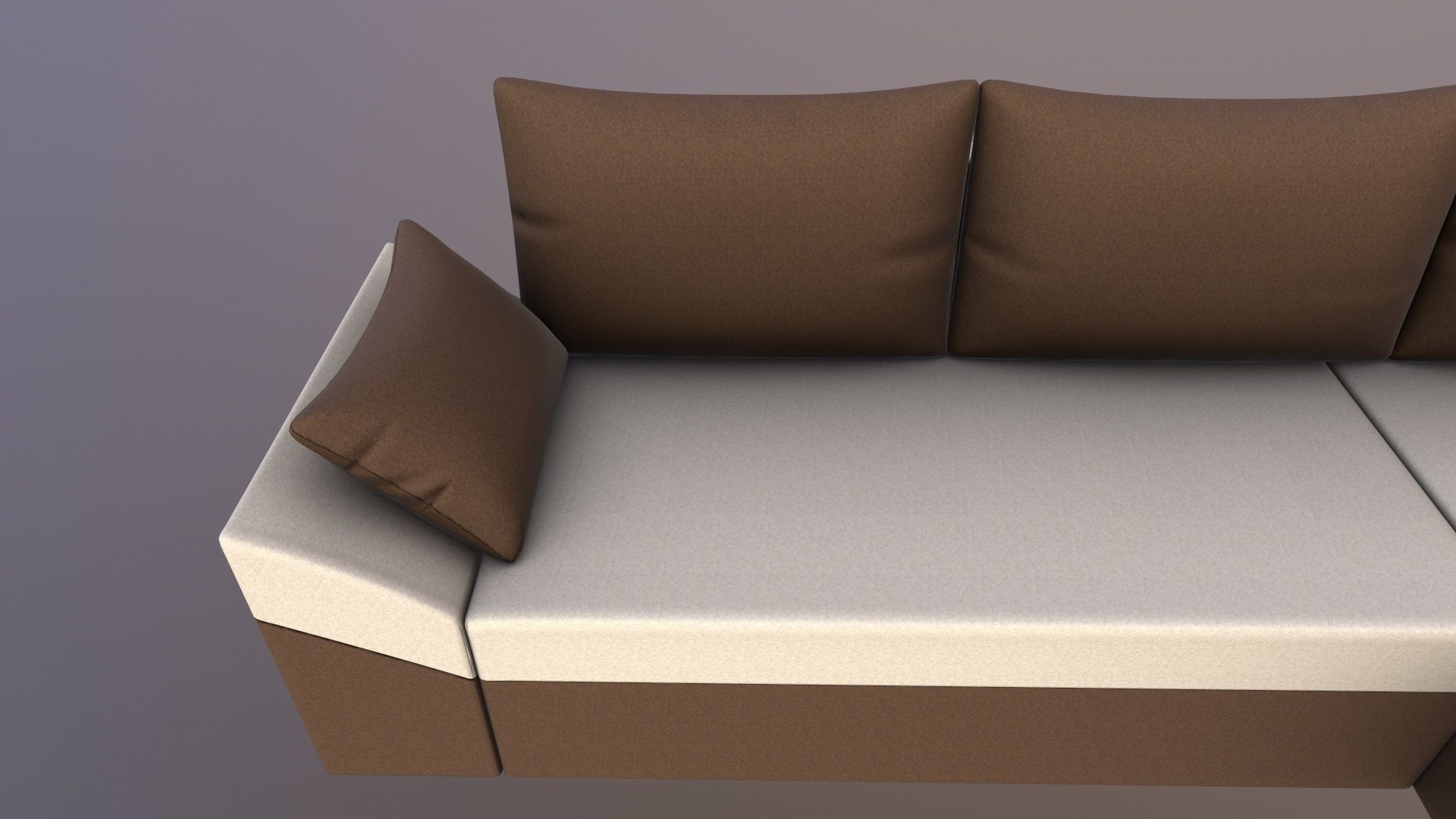 Straight line L Shape 6 Seater Sofa Plain Cushion 3D model_9