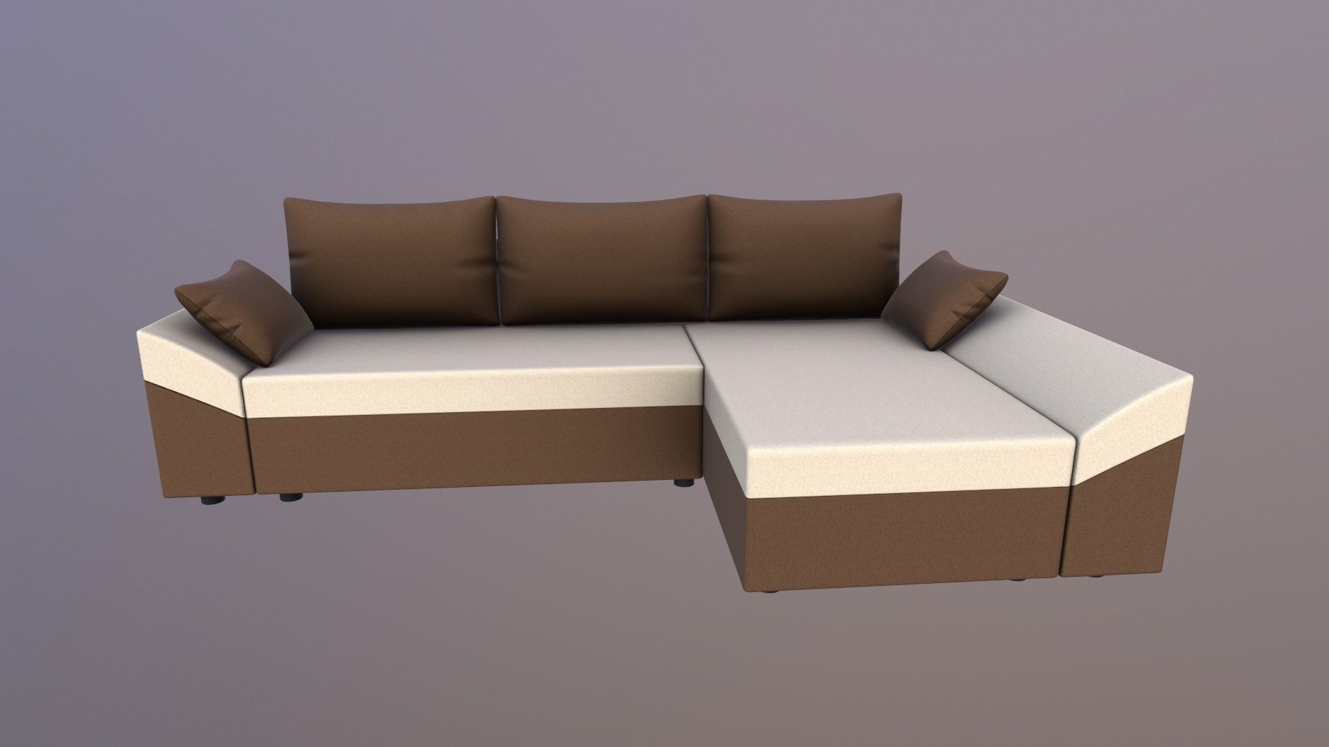 Straight line L Shape 6 Seater Sofa Plain Cushion 3D model_10