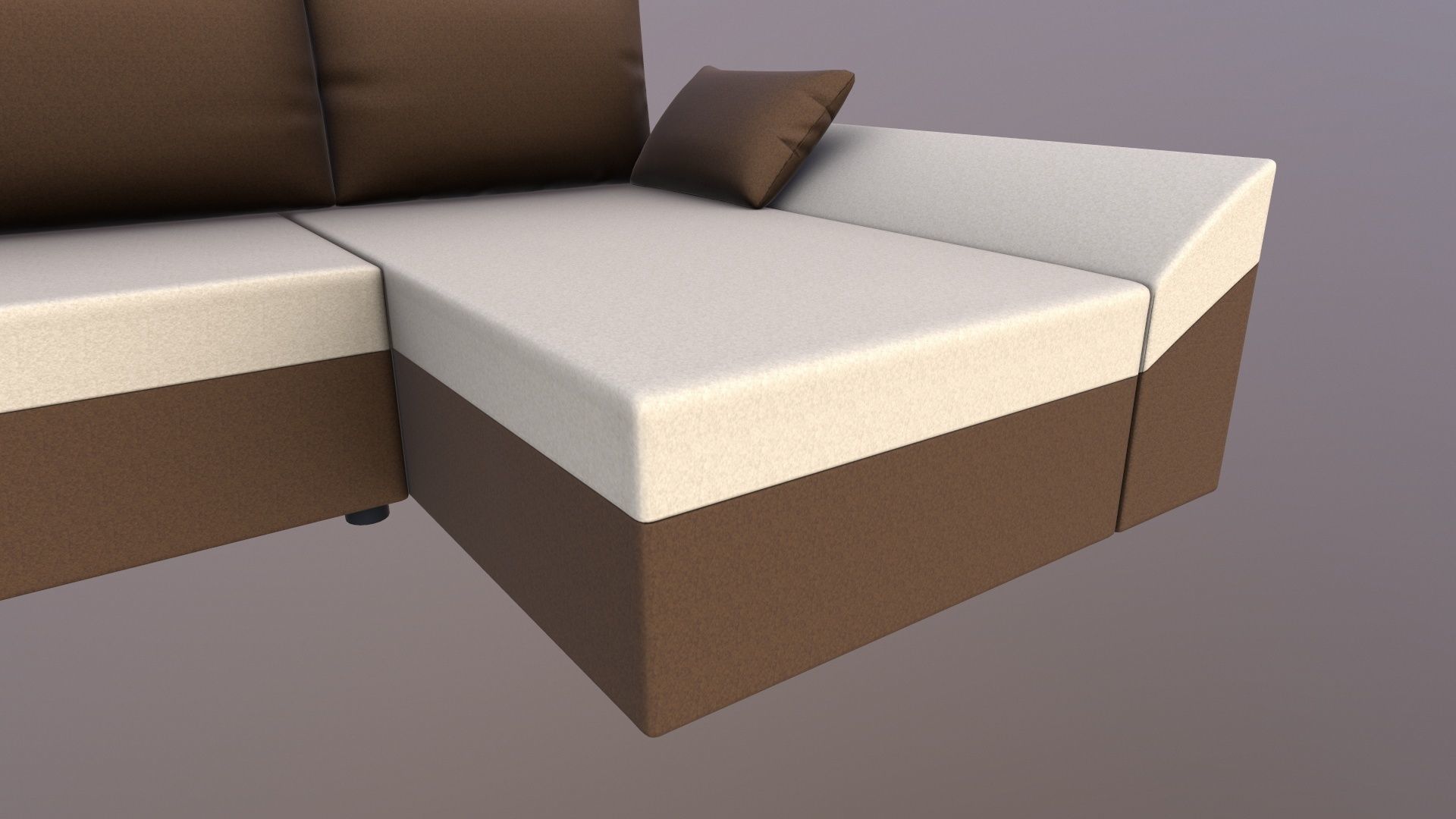 Straight line L Shape 6 Seater Sofa Plain Cushion 3D model_7