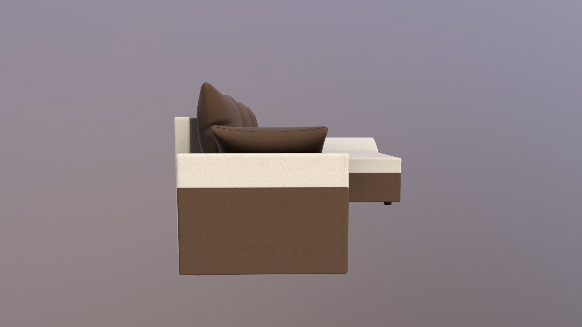 Straight line L Shape 6 Seater Sofa Plain Cushion 3D model_5