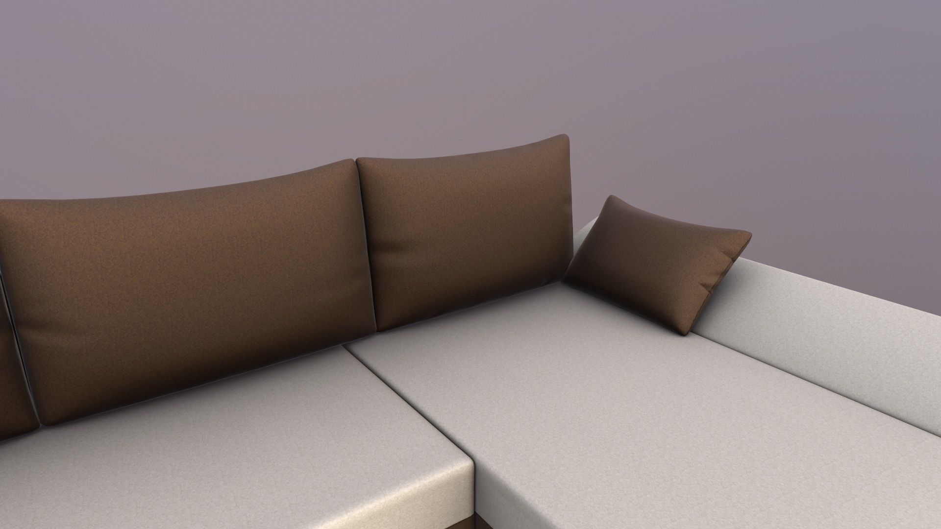 Straight line L Shape 6 Seater Sofa Plain Cushion 3D model_8