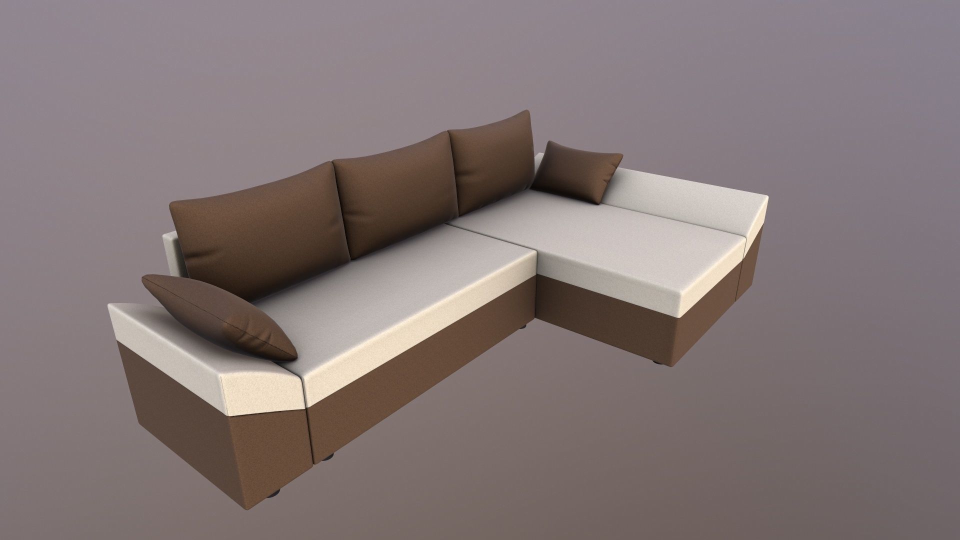 Straight line L Shape 6 Seater Sofa Plain Cushion 3D model_3