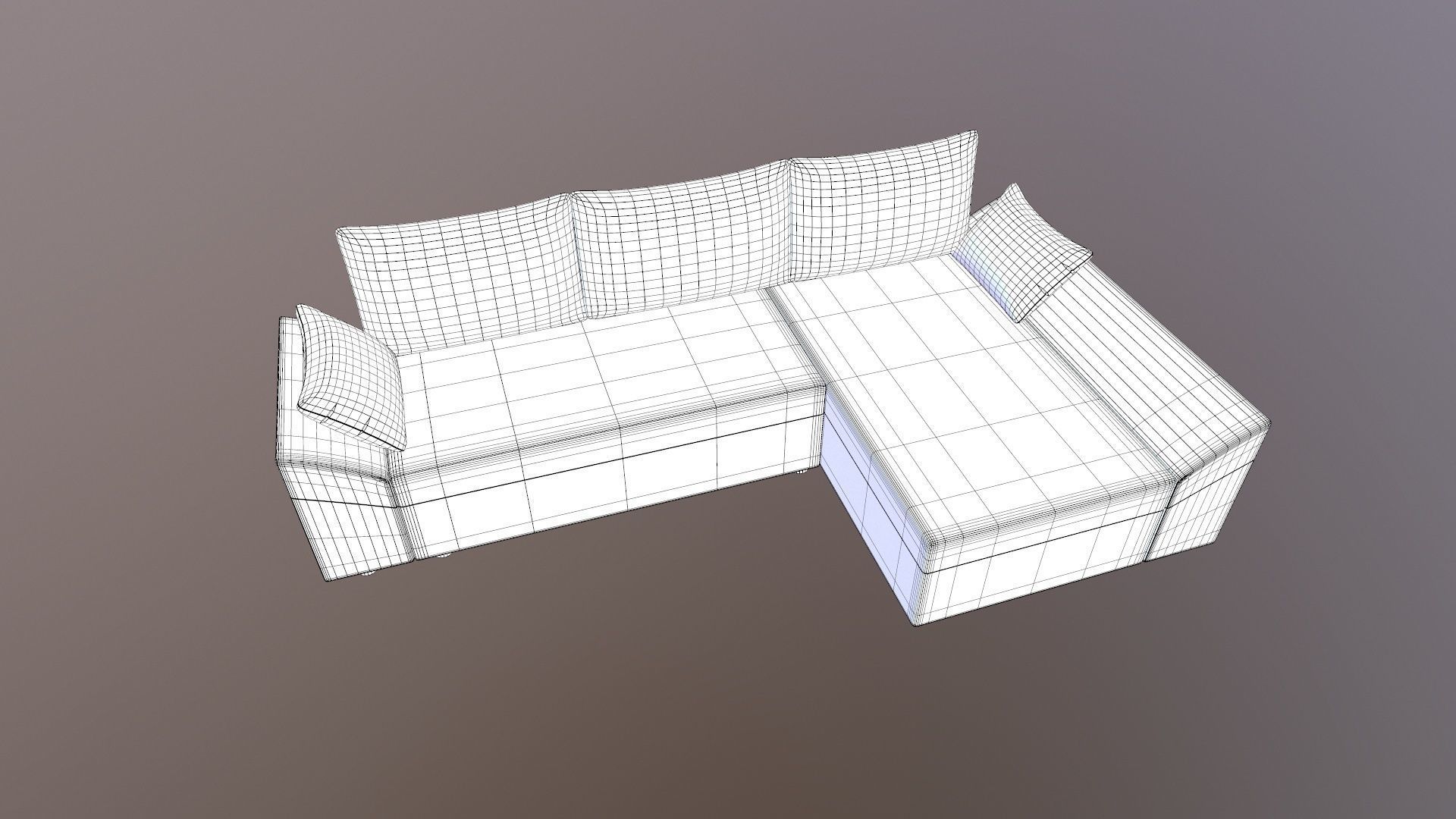 Straight line L Shape 6 Seater Sofa Plain Cushion 3D model_17