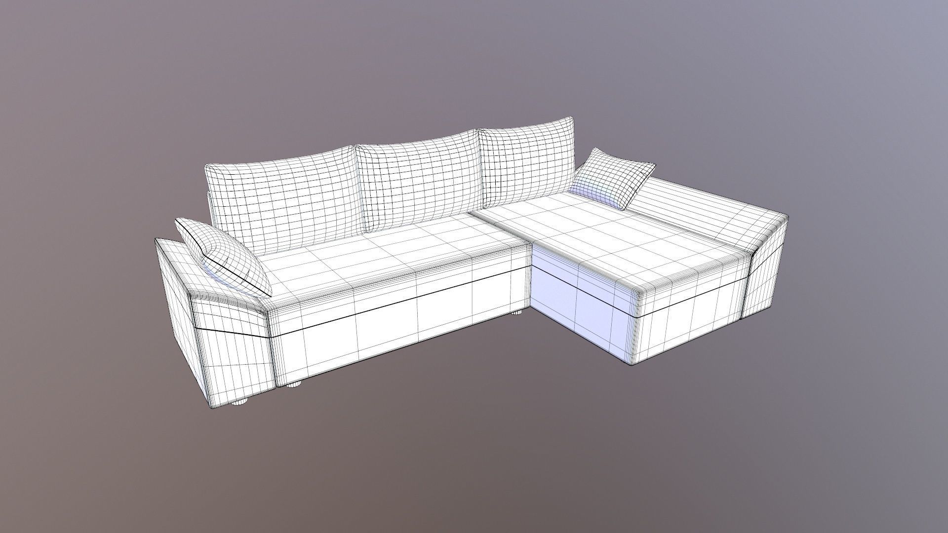 Straight line L Shape 6 Seater Sofa Plain Cushion 3D model_14