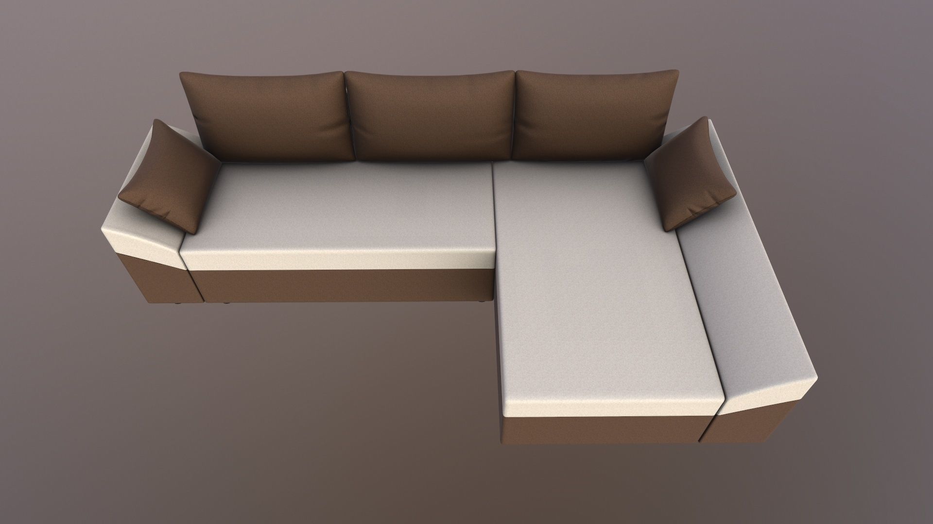 Straight line L Shape 6 Seater Sofa Plain Cushion 3D model_11