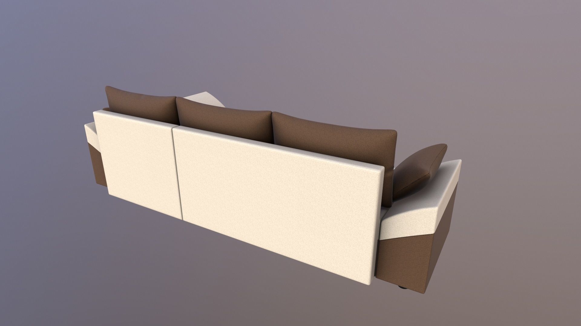 Straight line L Shape 6 Seater Sofa Plain Cushion 3D model_4