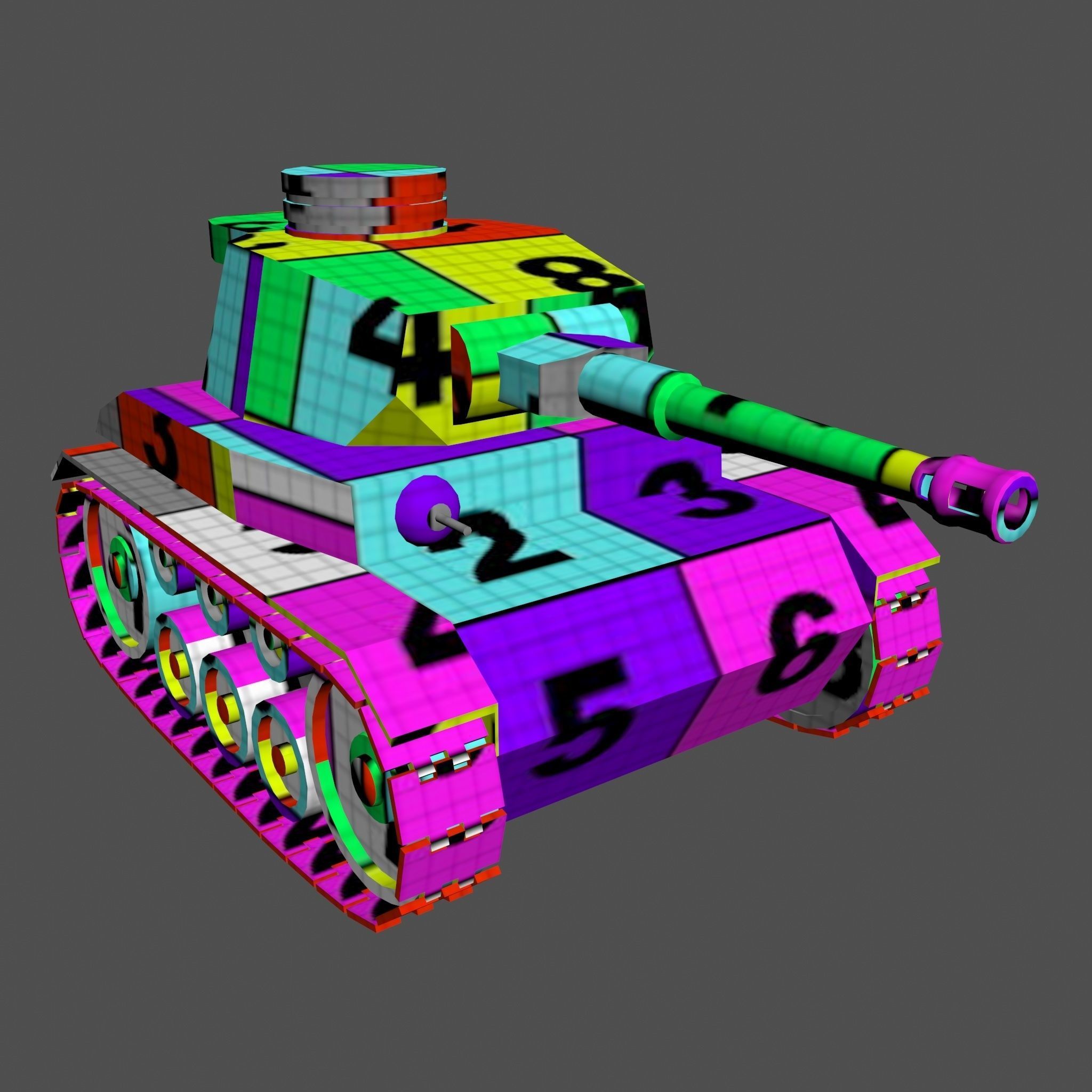 Cartoon Pz IV F2 Low-poly 3D model_18
