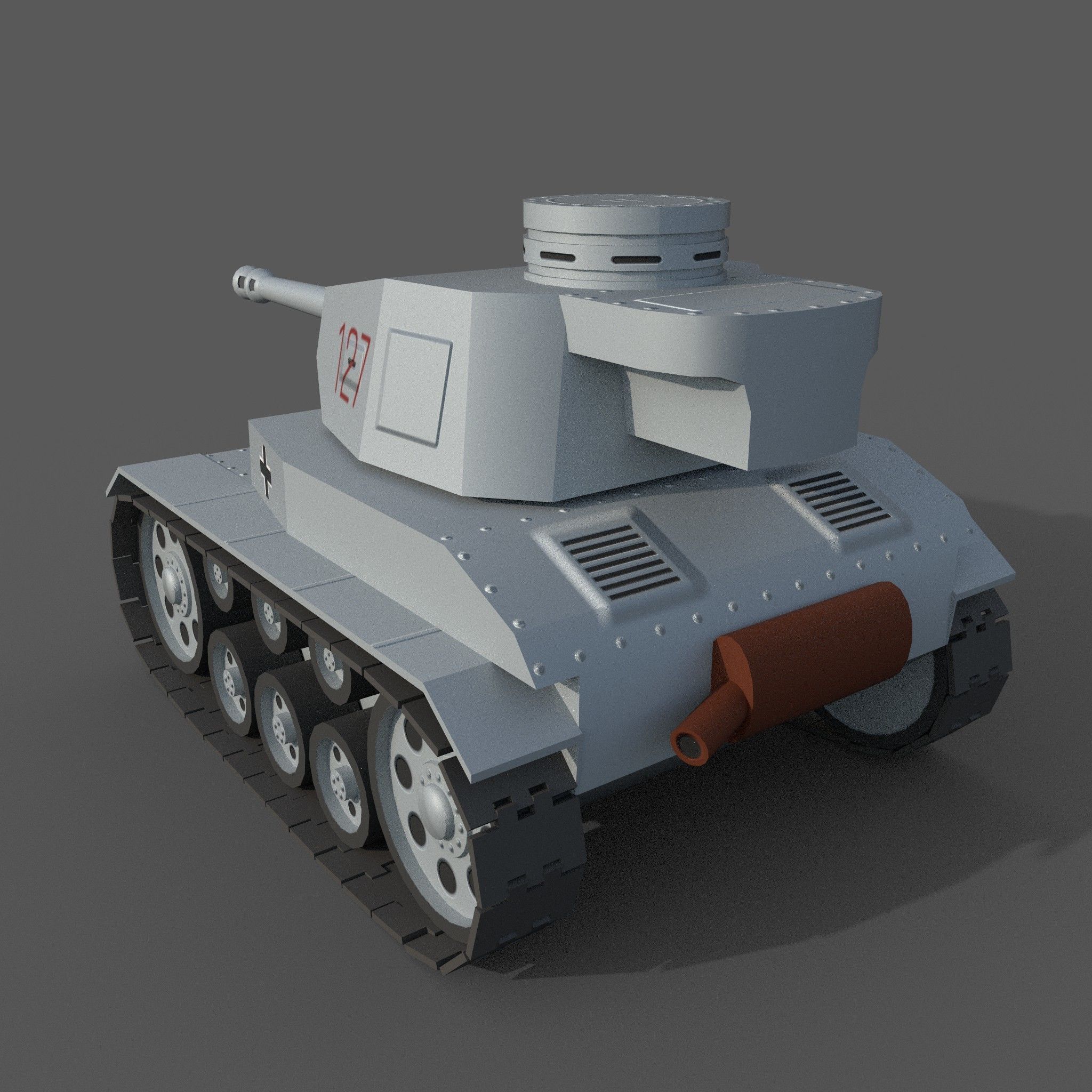 Cartoon Pz IV F2 Low-poly 3D model_7