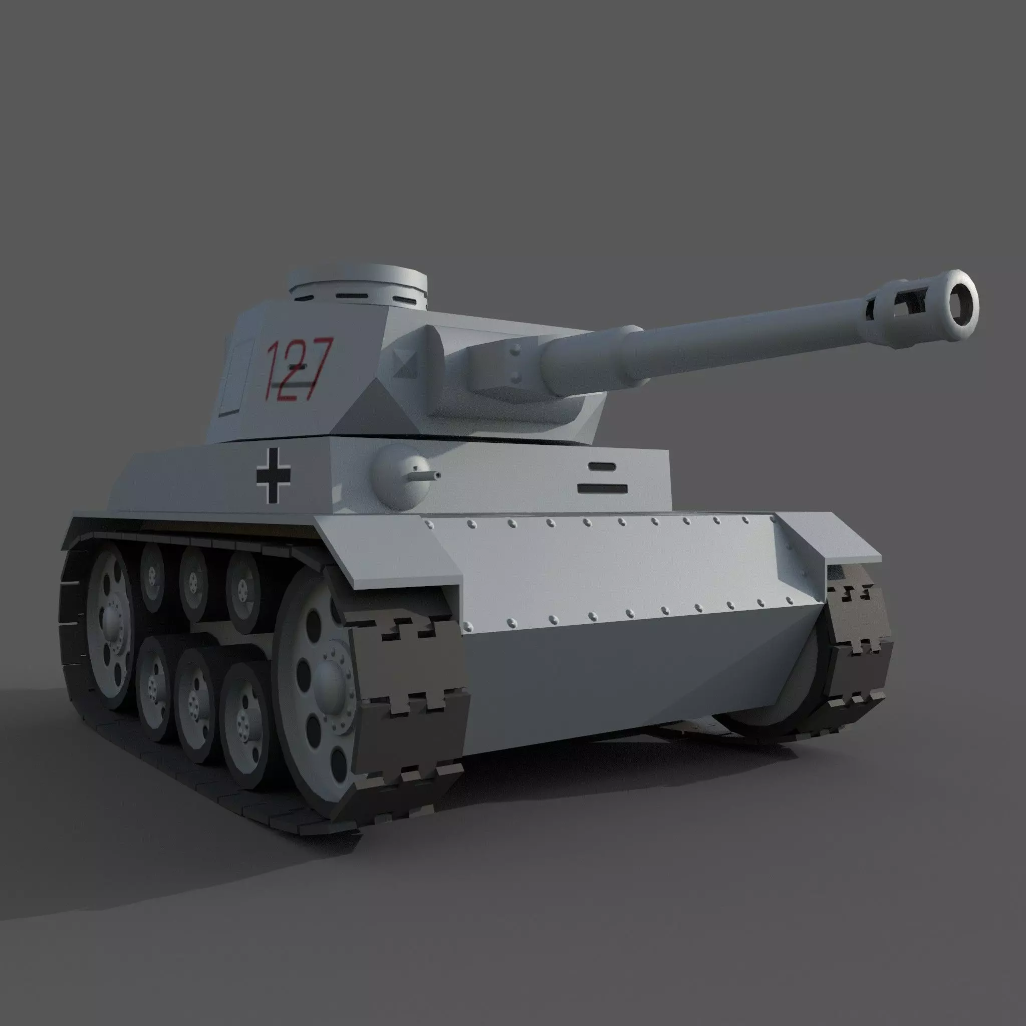 Cartoon Pz IV F2 Low-poly 3D model_0