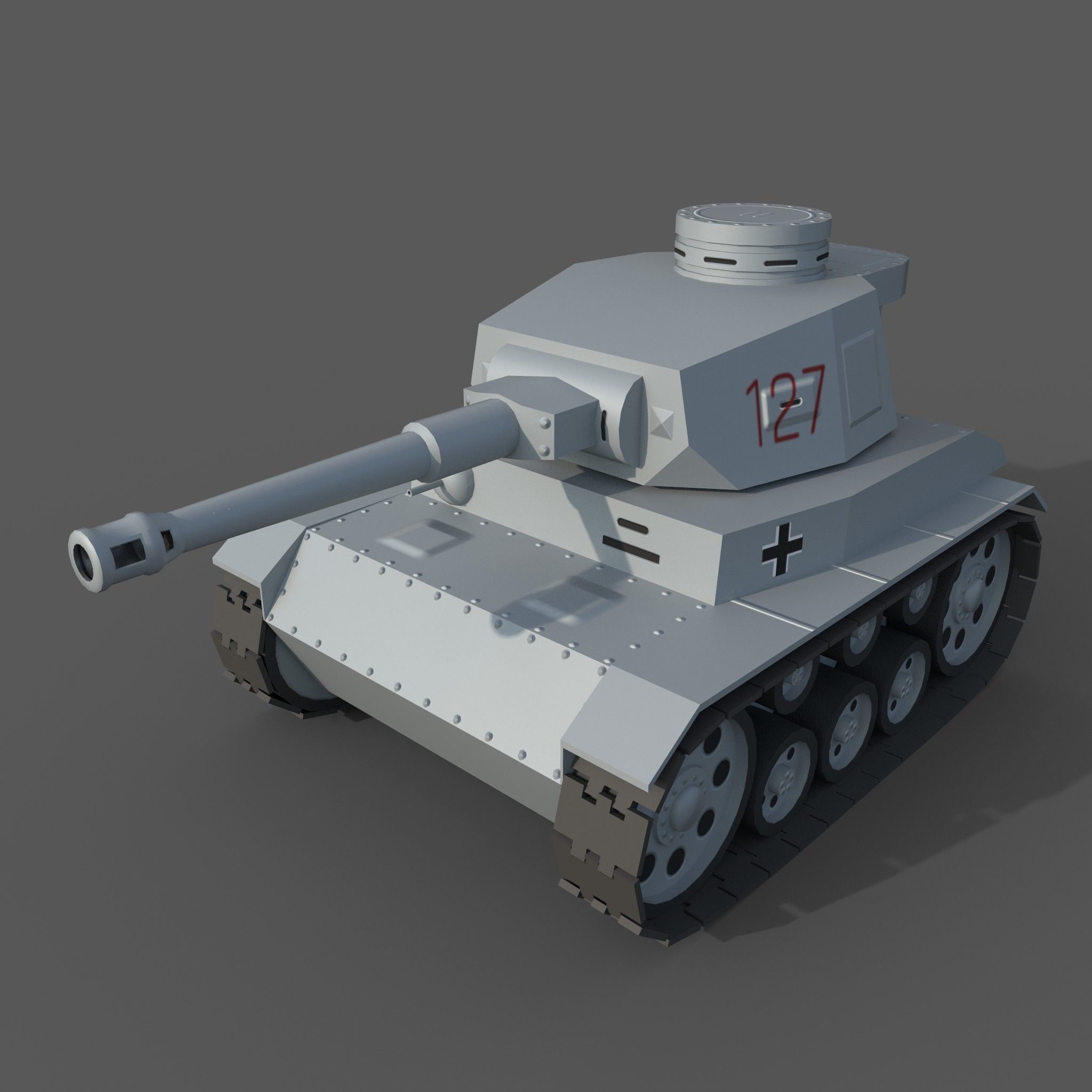 Cartoon Pz IV F2 Low-poly 3D model_5