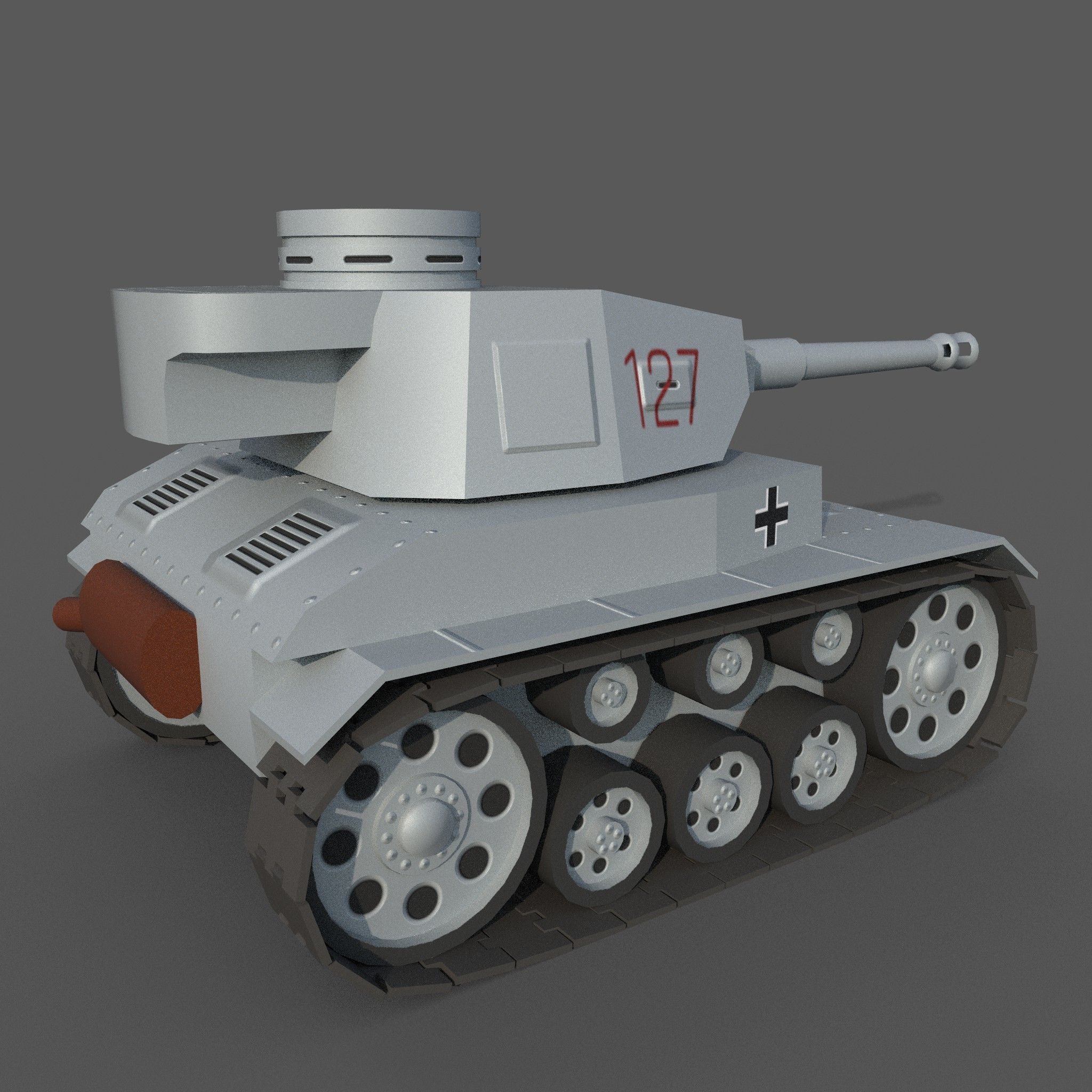 Cartoon Pz IV F2 Low-poly 3D model_9