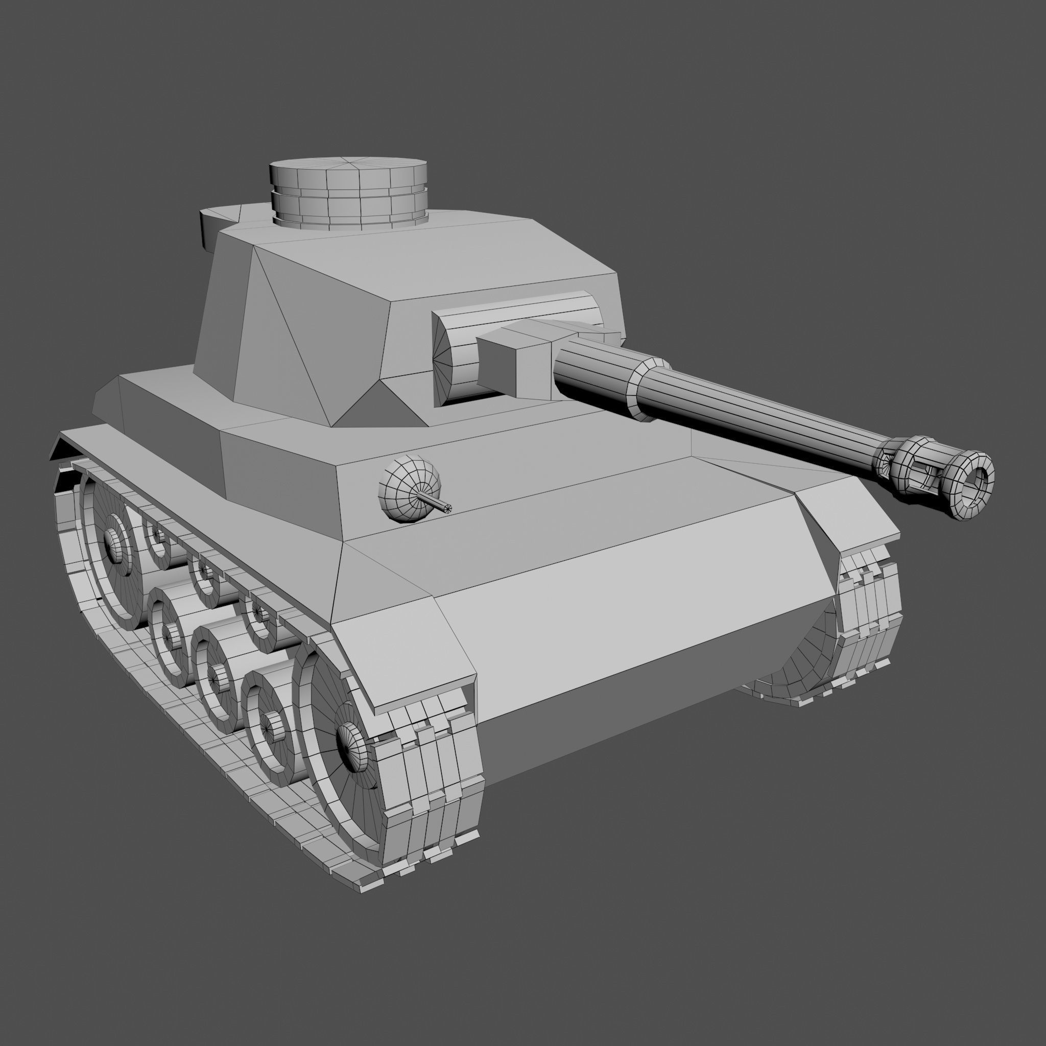 Cartoon Pz IV F2 Low-poly 3D model_14