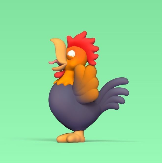 Rooster Crowing 3D print model_1