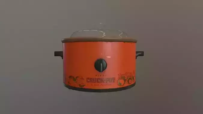 Vintage Crockpot Slow Electric Stoneware Cooker Low-poly 3D model