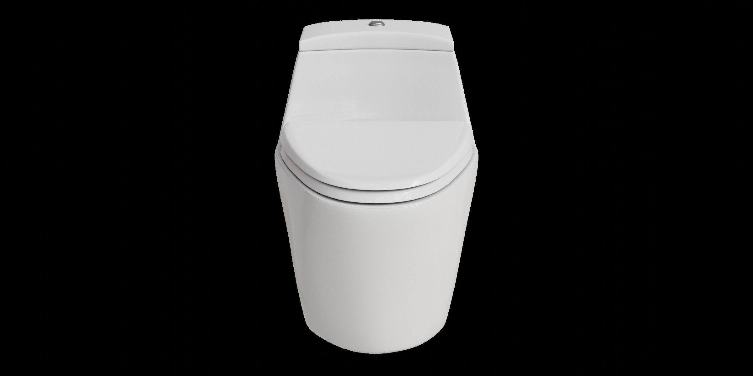 White Curve One Piece Toilet Low-poly 3D model_8