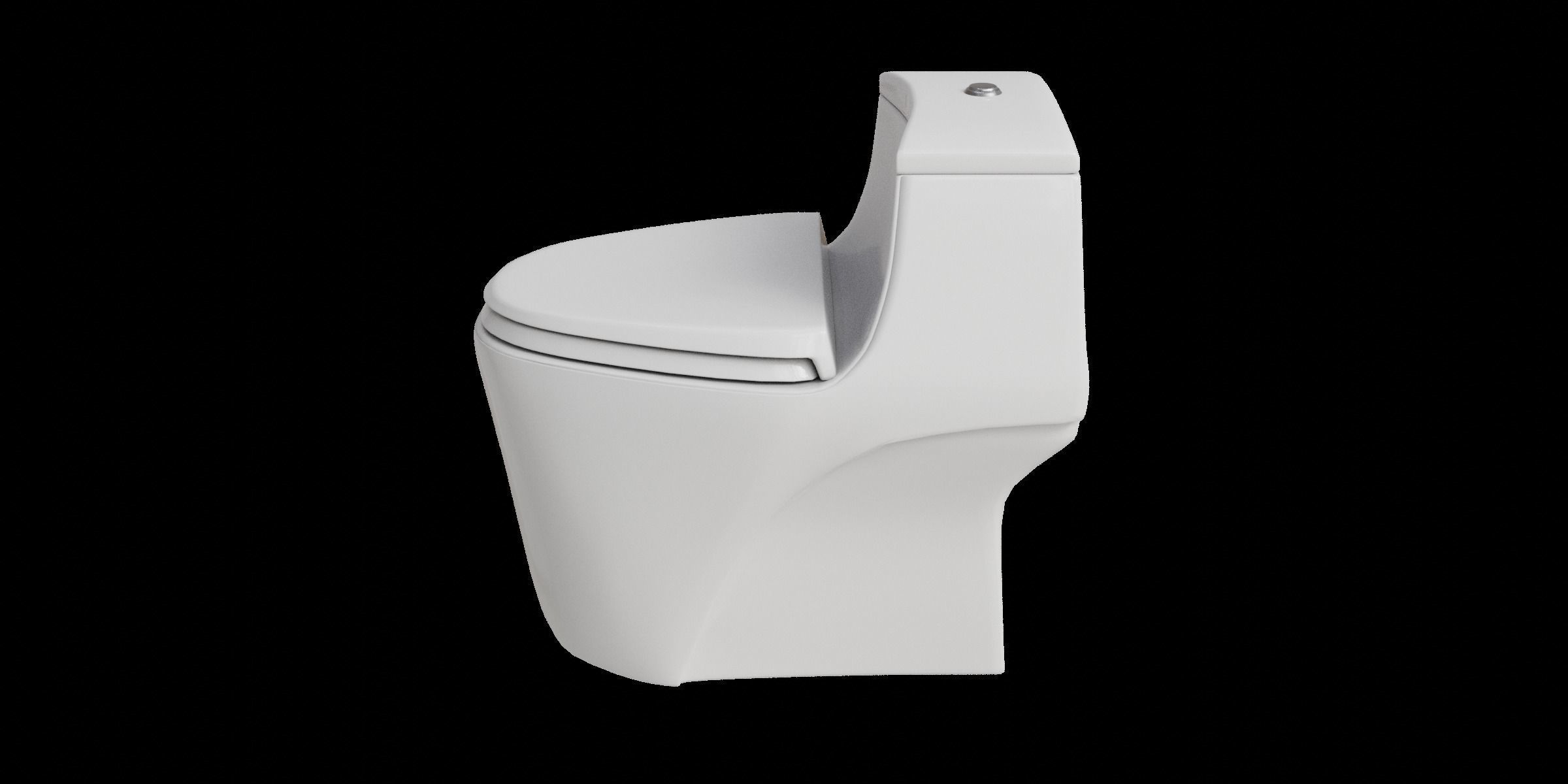 White Curve One Piece Toilet Low-poly 3D model_11