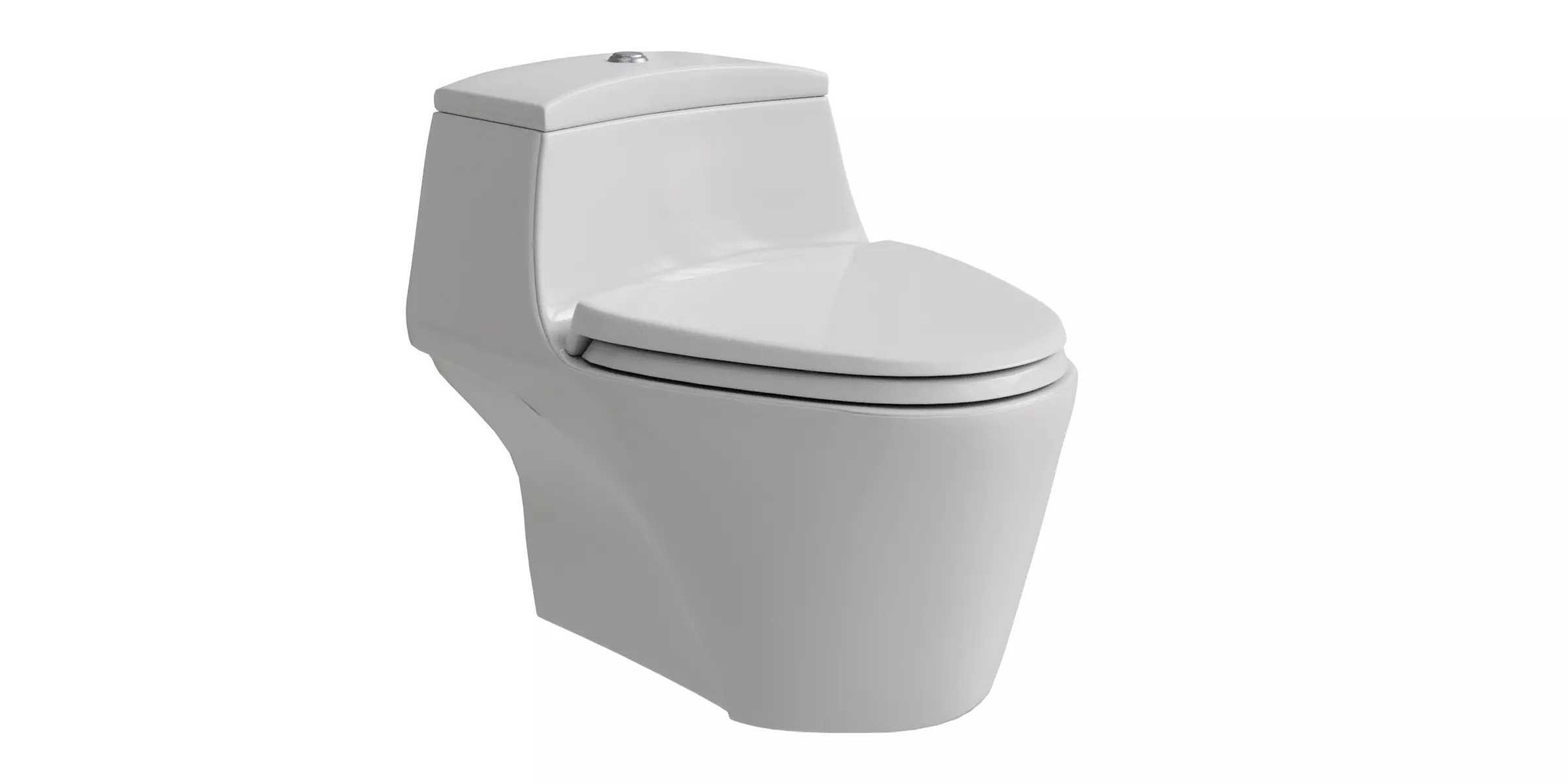 White Curve One Piece Toilet Low-poly 3D model_0