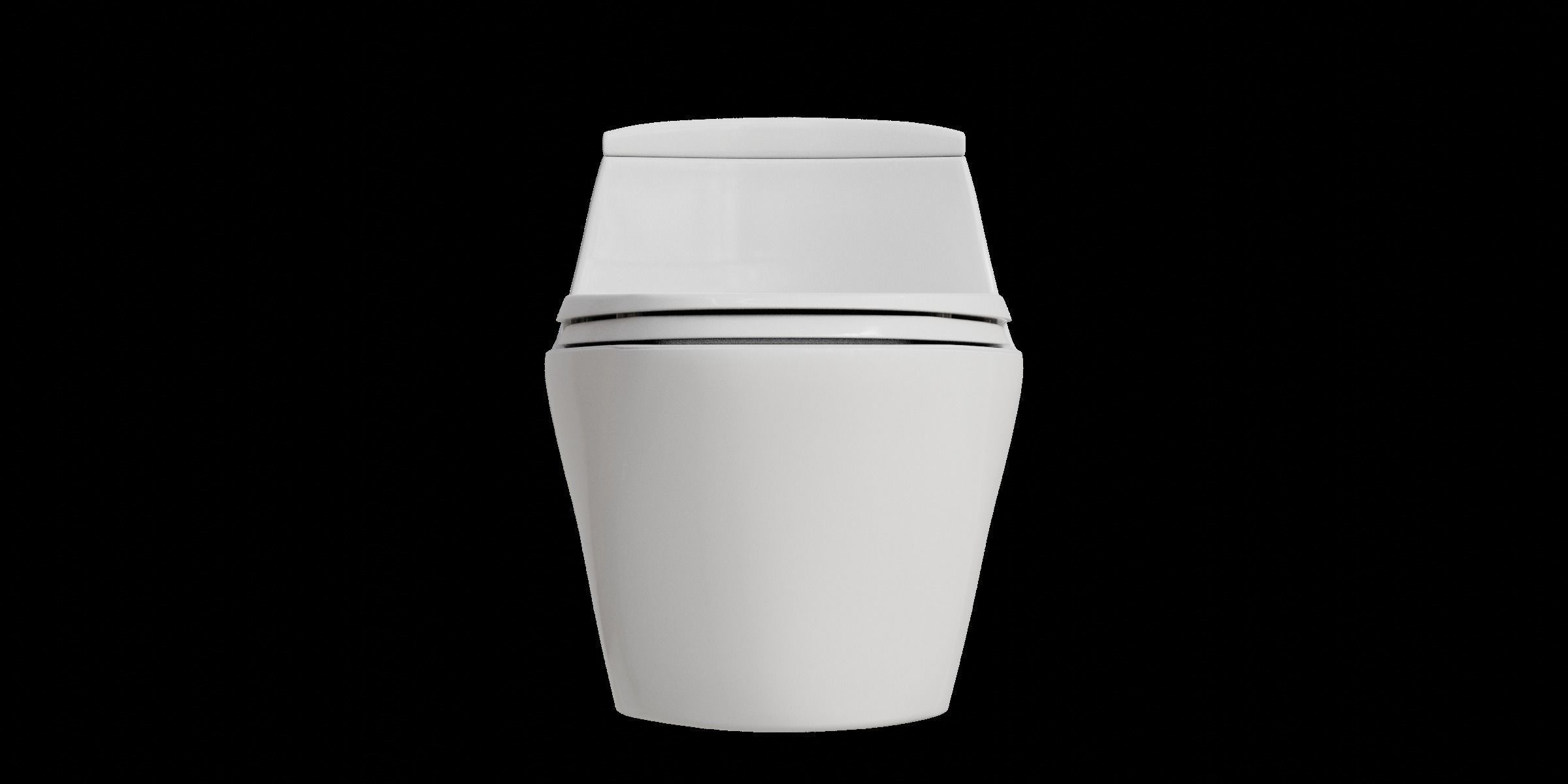White Curve One Piece Toilet Low-poly 3D model_4