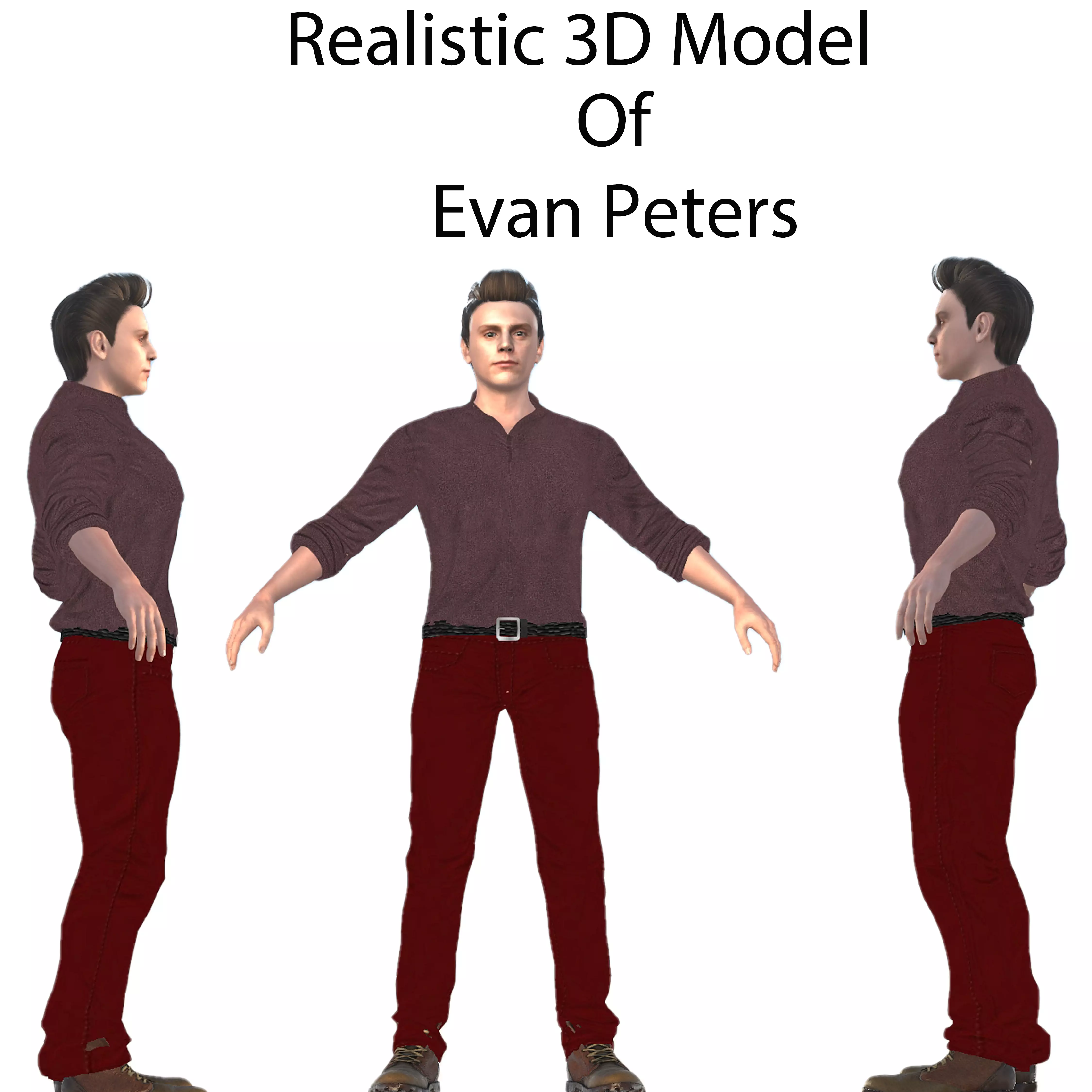 Evan Peters Low-poly 3D model_0