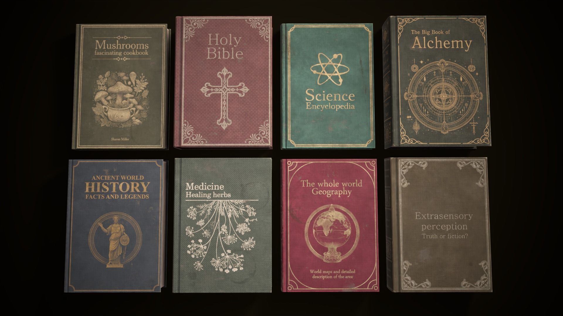 Vintage books Low-poly 3D model_2