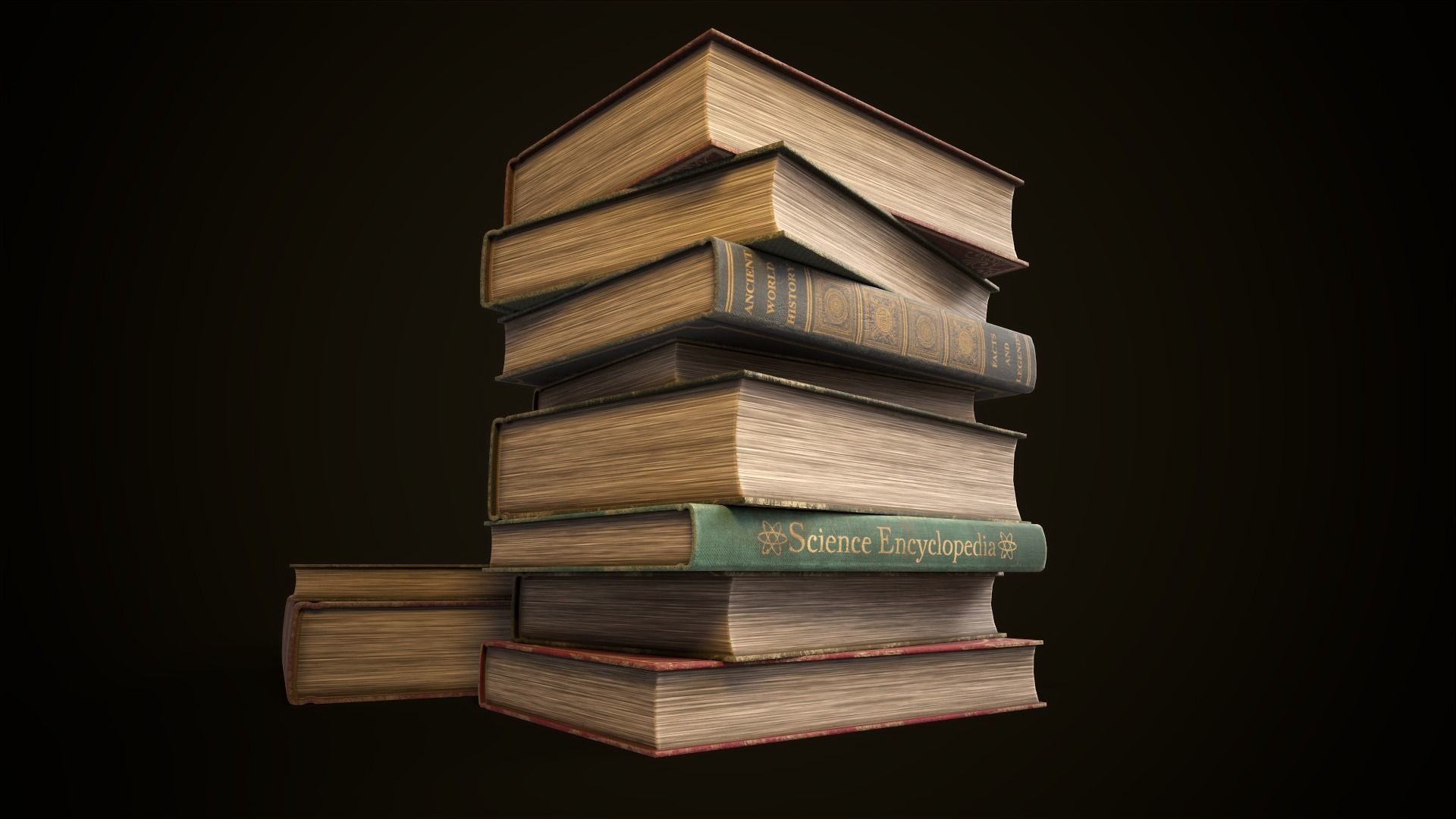 Vintage books Low-poly 3D model_4