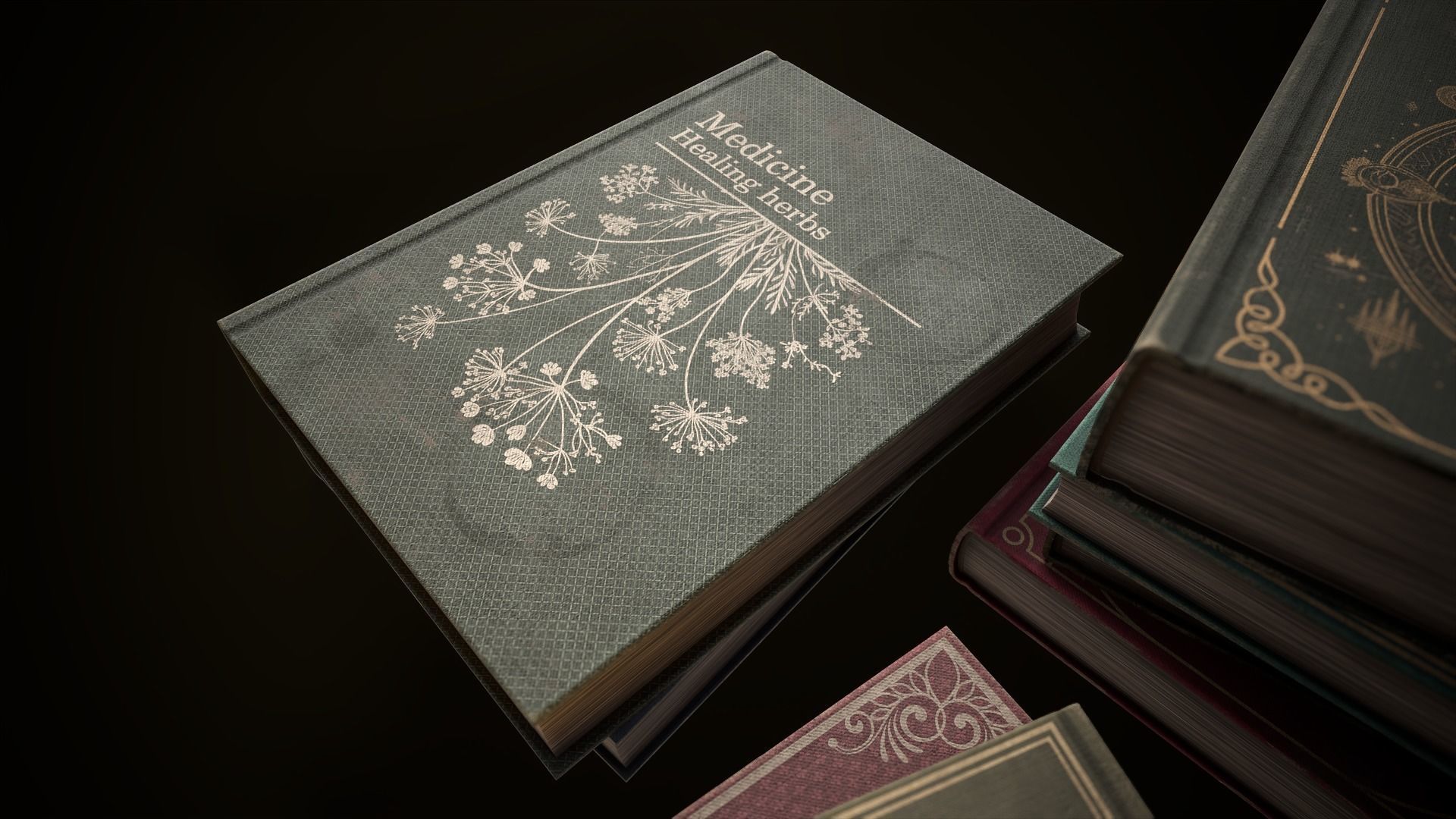 Vintage books Low-poly 3D model_6