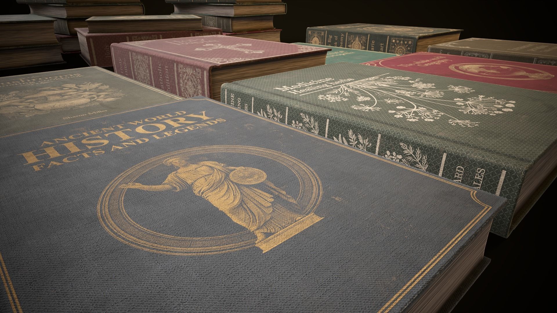 Vintage books Low-poly 3D model_12