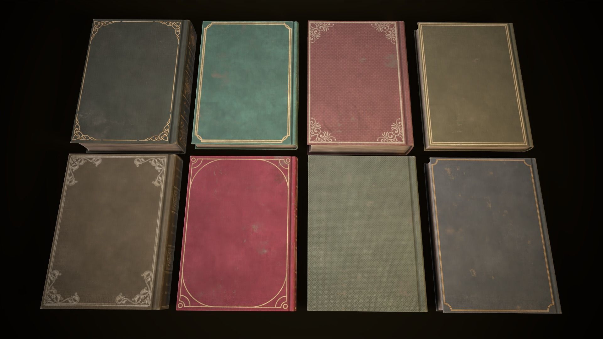 Vintage books Low-poly 3D model_13