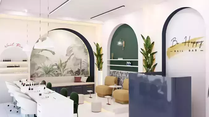 Nail and Spa Salon Interior Scene 3D Model 3D model