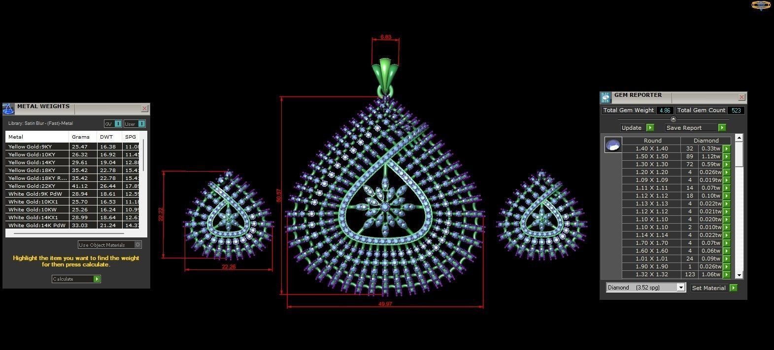 Rose Gold Diamond Pendant 3D Print Model 3D print model_1