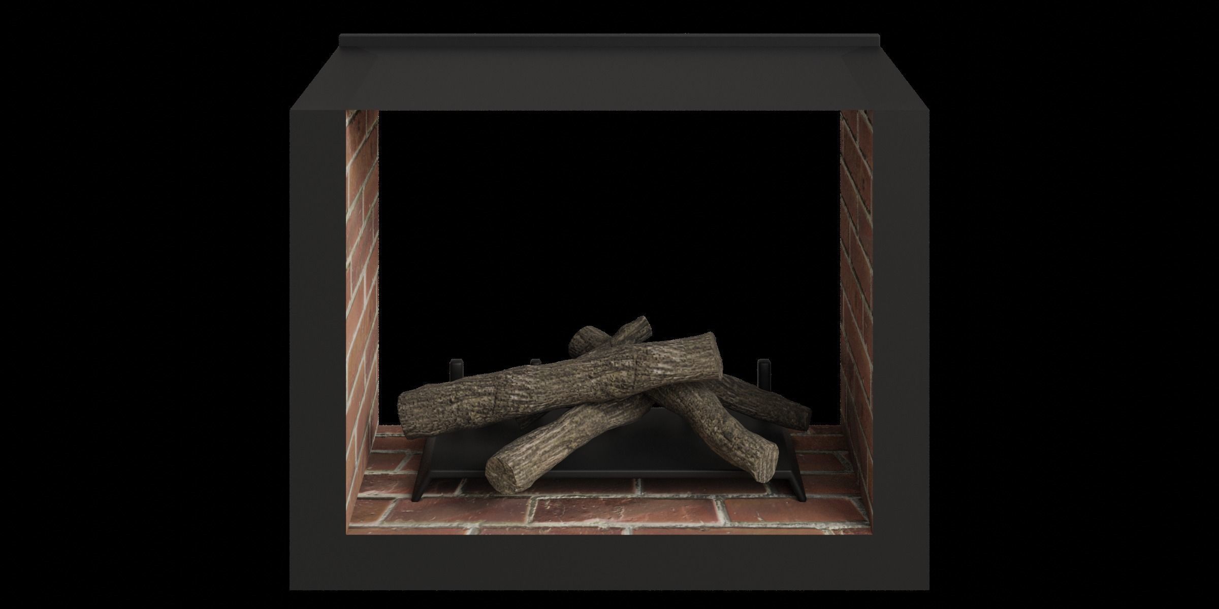 Fire Place With Wood Logs Low-poly 3D model_10