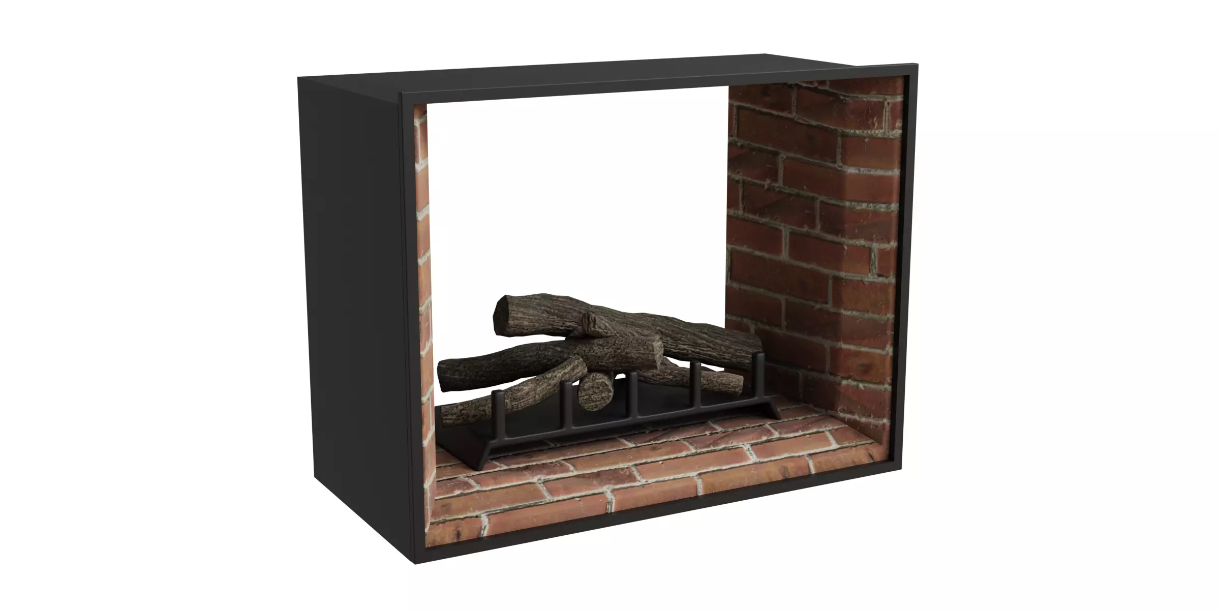 Fire Place With Wood Logs Low-poly 3D model_0