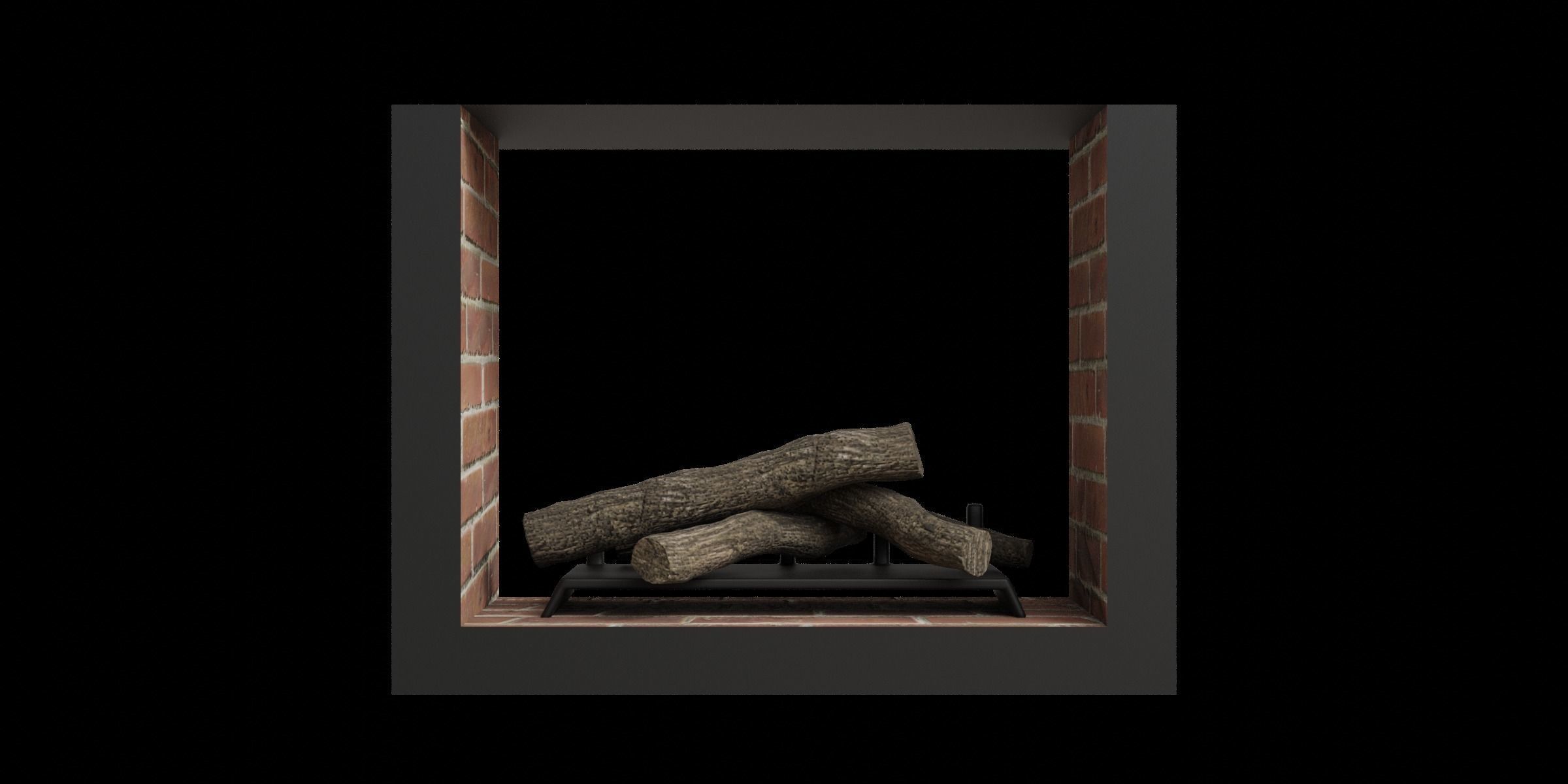 Fire Place With Wood Logs Low-poly 3D model_6