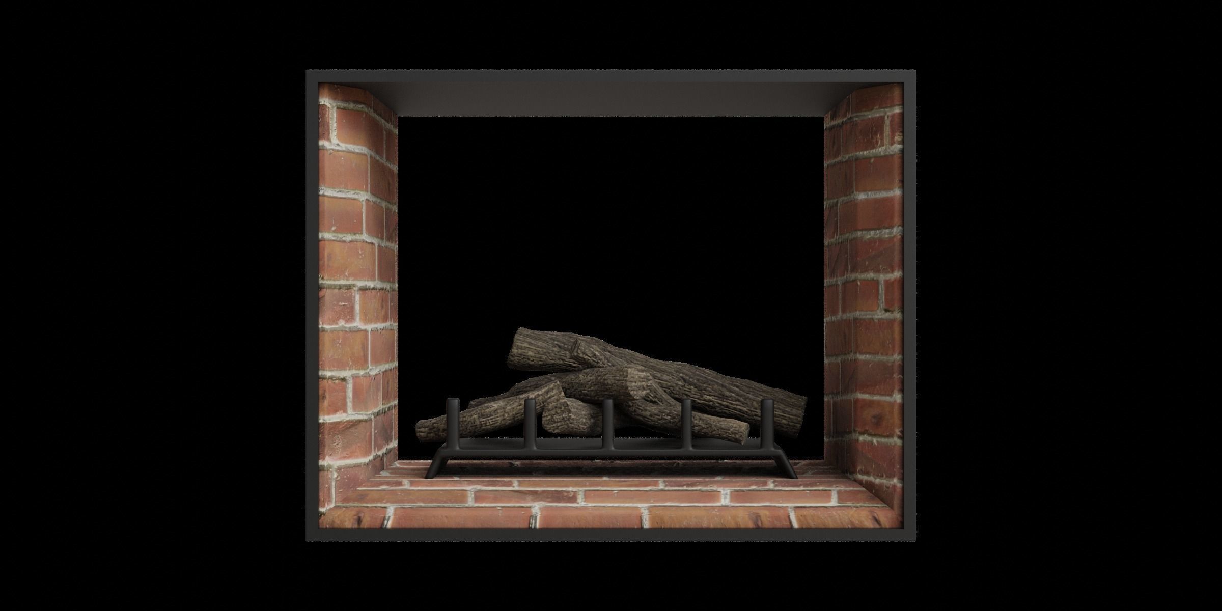 Fire Place With Wood Logs Low-poly 3D model_4