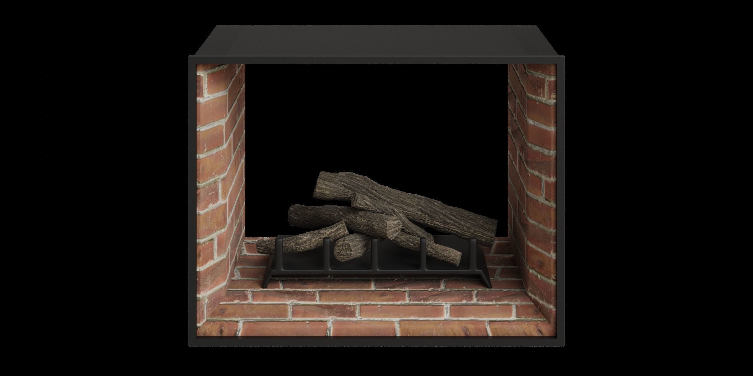 Fire Place With Wood Logs Low-poly 3D model_8