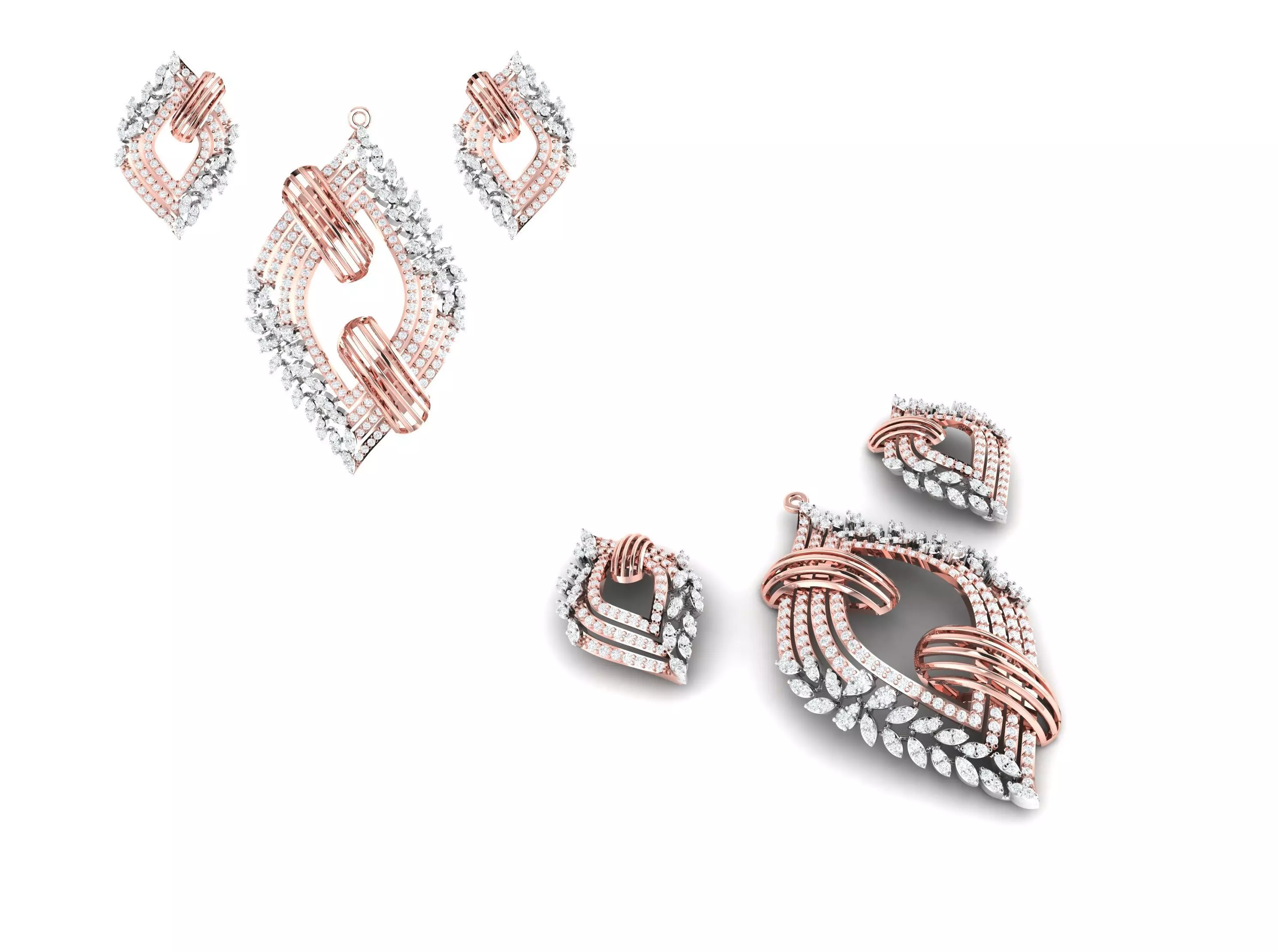 Rose Gold Diamond Pendant 3D Print Model 3D print model