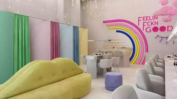Nail and Spa Salon Interior Project Scene 3D Model 