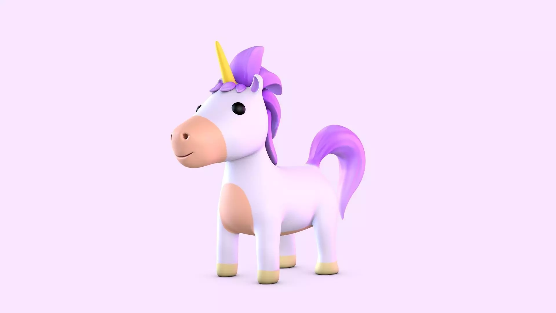 Cartoon Unicorn Low-poly 3D model_0