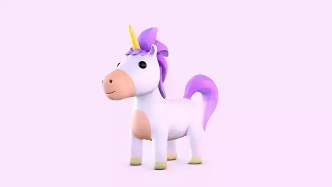 Cartoon Unicorn Low-poly 3D model