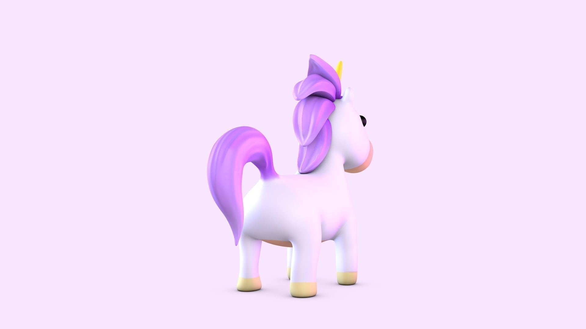 Cartoon Unicorn Low-poly 3D model_3