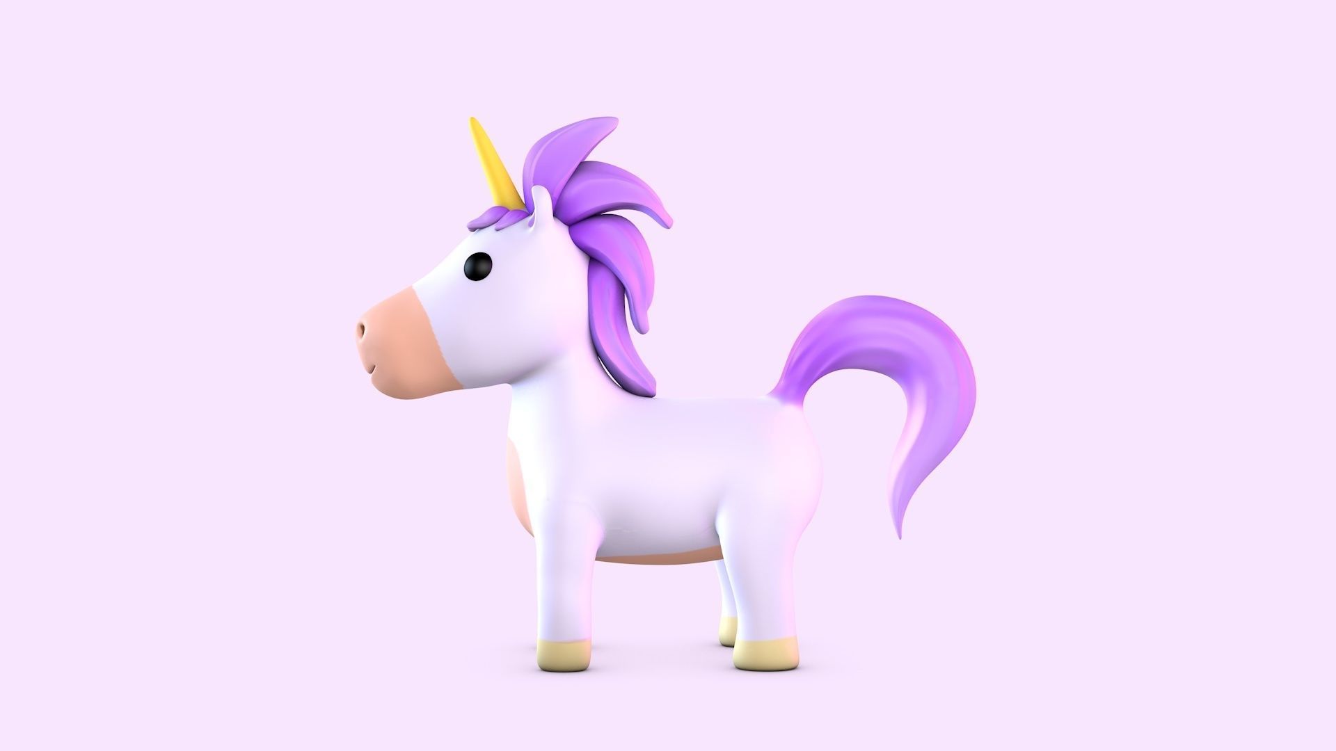 Cartoon Unicorn Low-poly 3D model_1