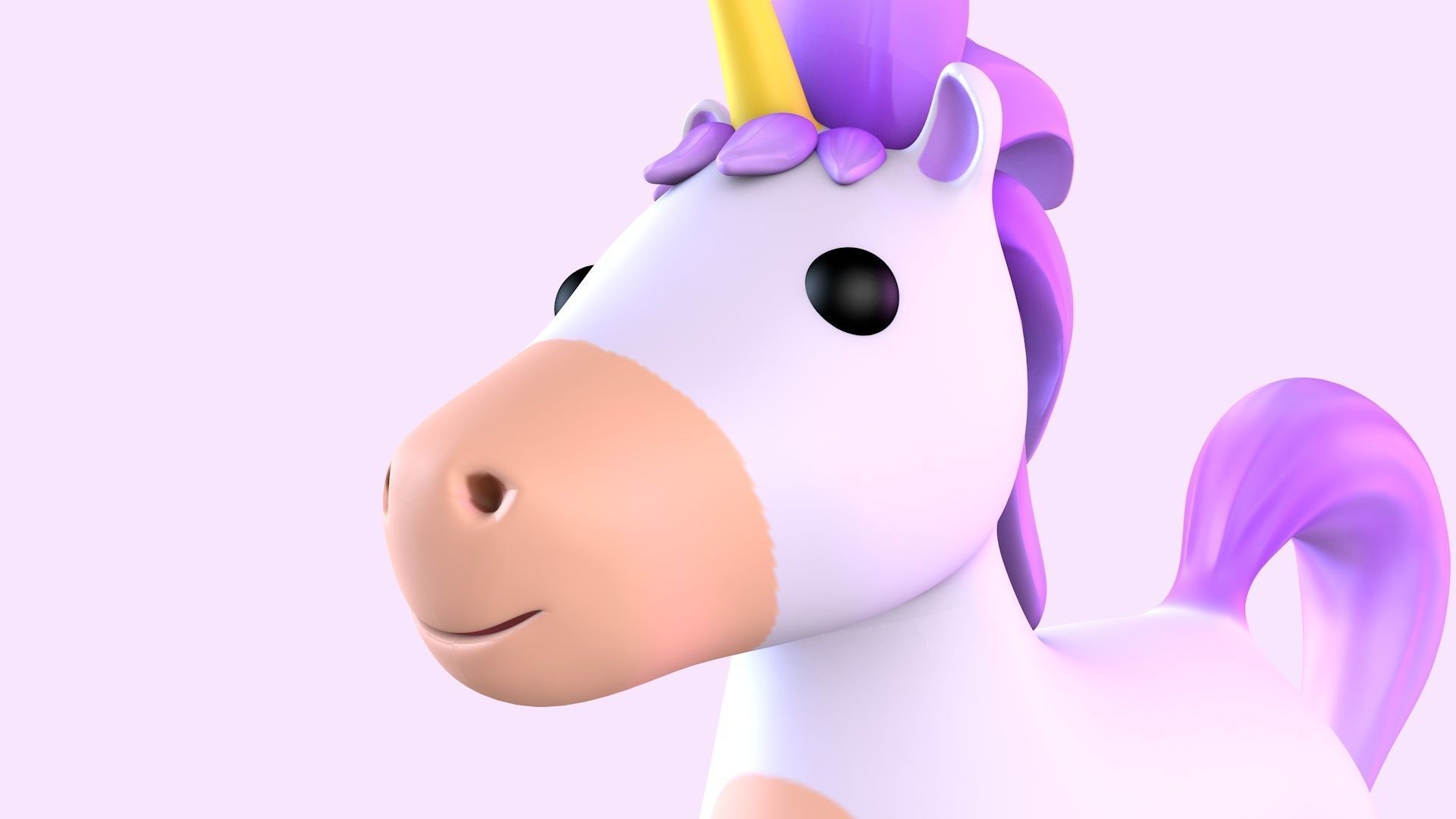 Cartoon Unicorn Low-poly 3D model_6