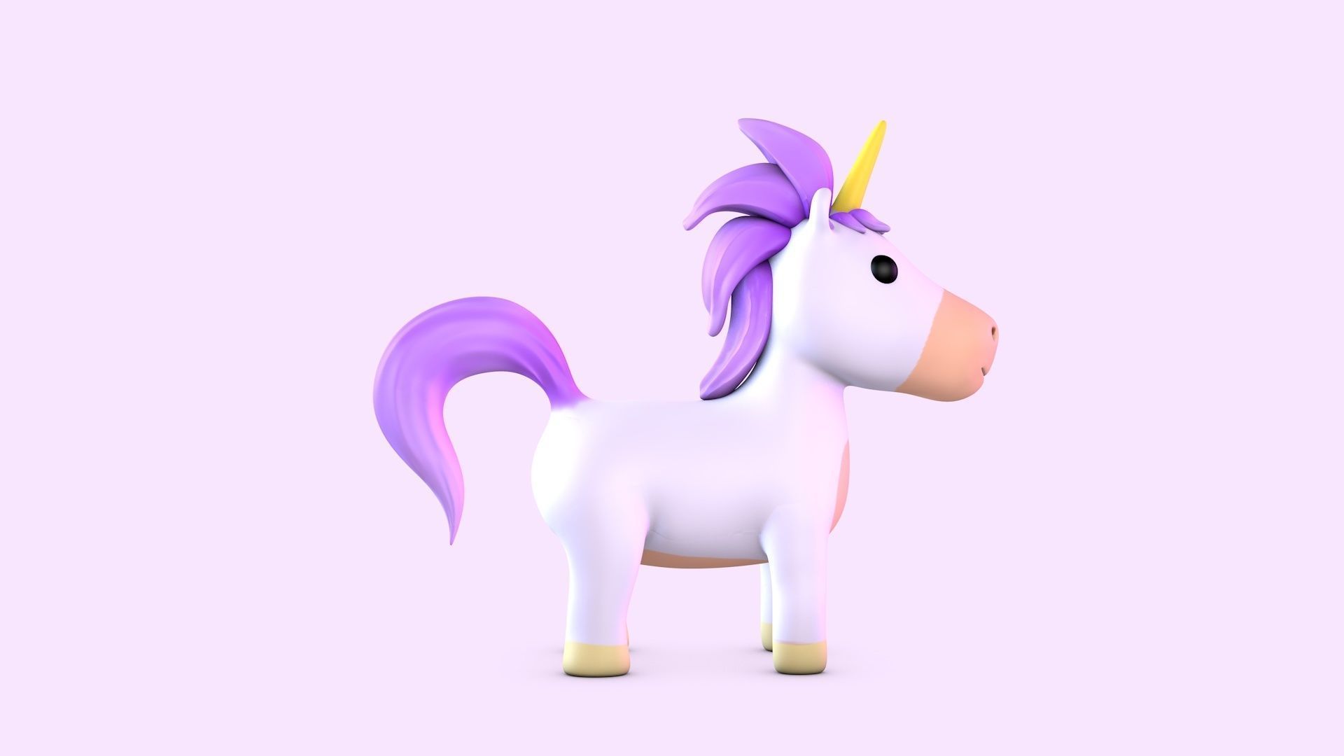 Cartoon Unicorn Low-poly 3D model_4