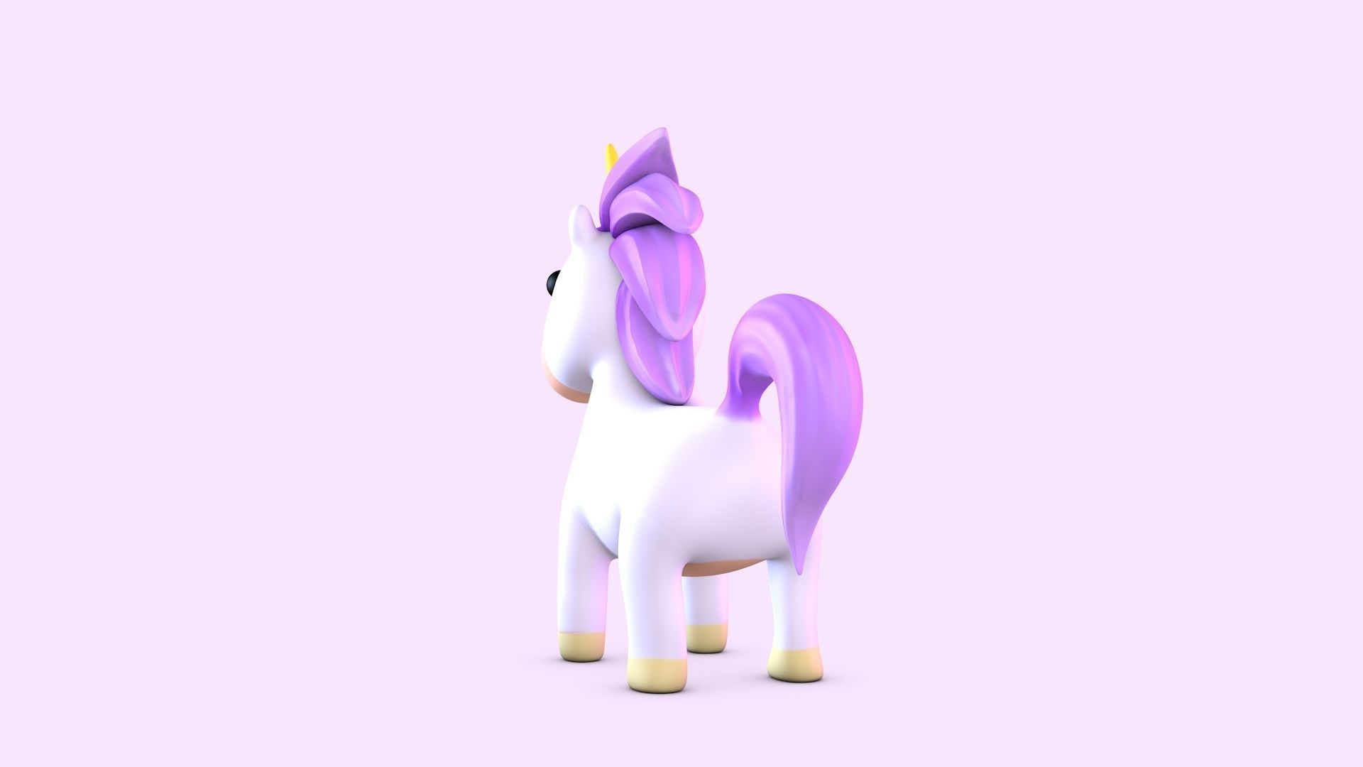 Cartoon Unicorn Low-poly 3D model_2